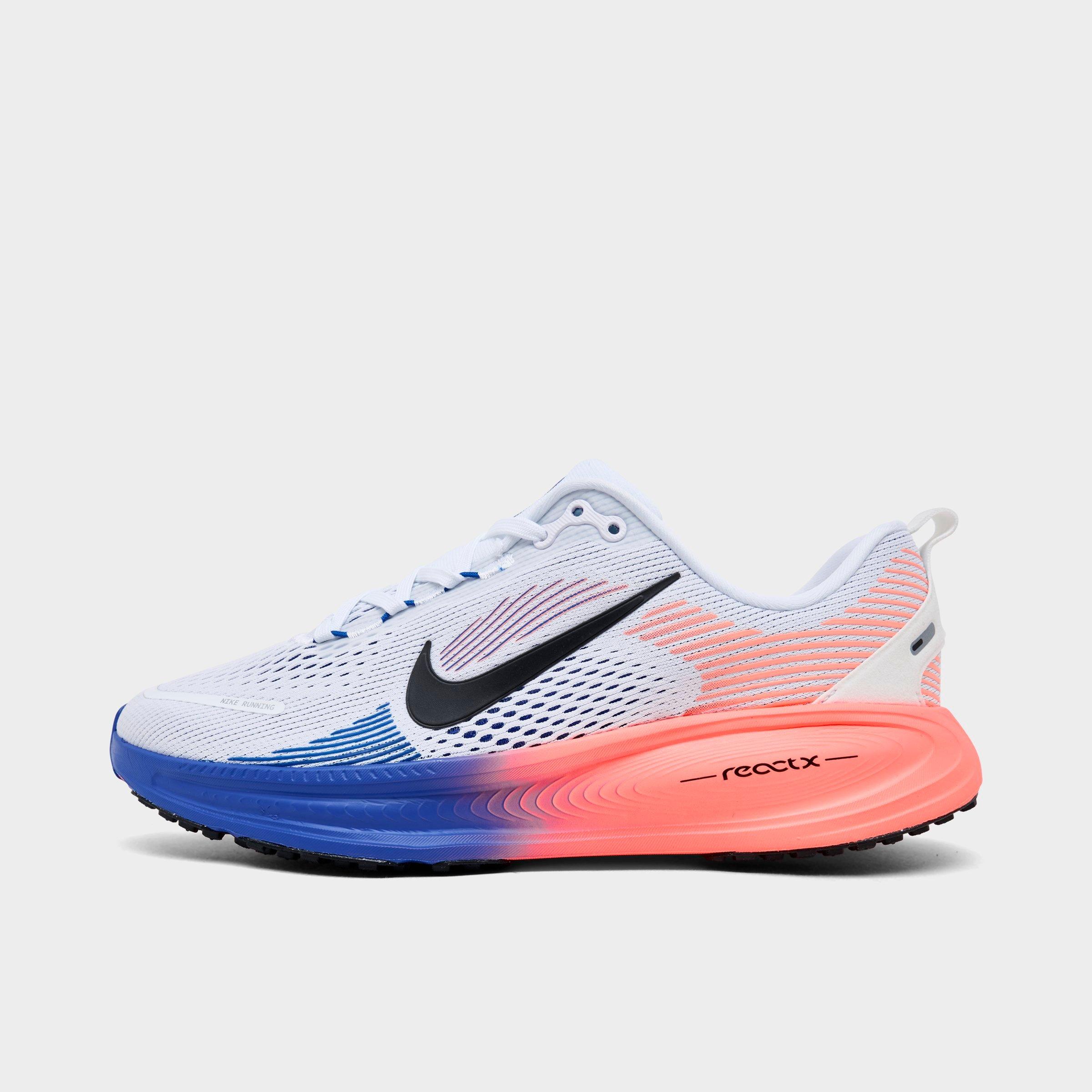 Big Kids' Nithtke Vomero 18 Running Shoes - Part 1 - White/Racer Blue/Atomic Pink/Black - Left shoe facing left. Outside of the shoe.