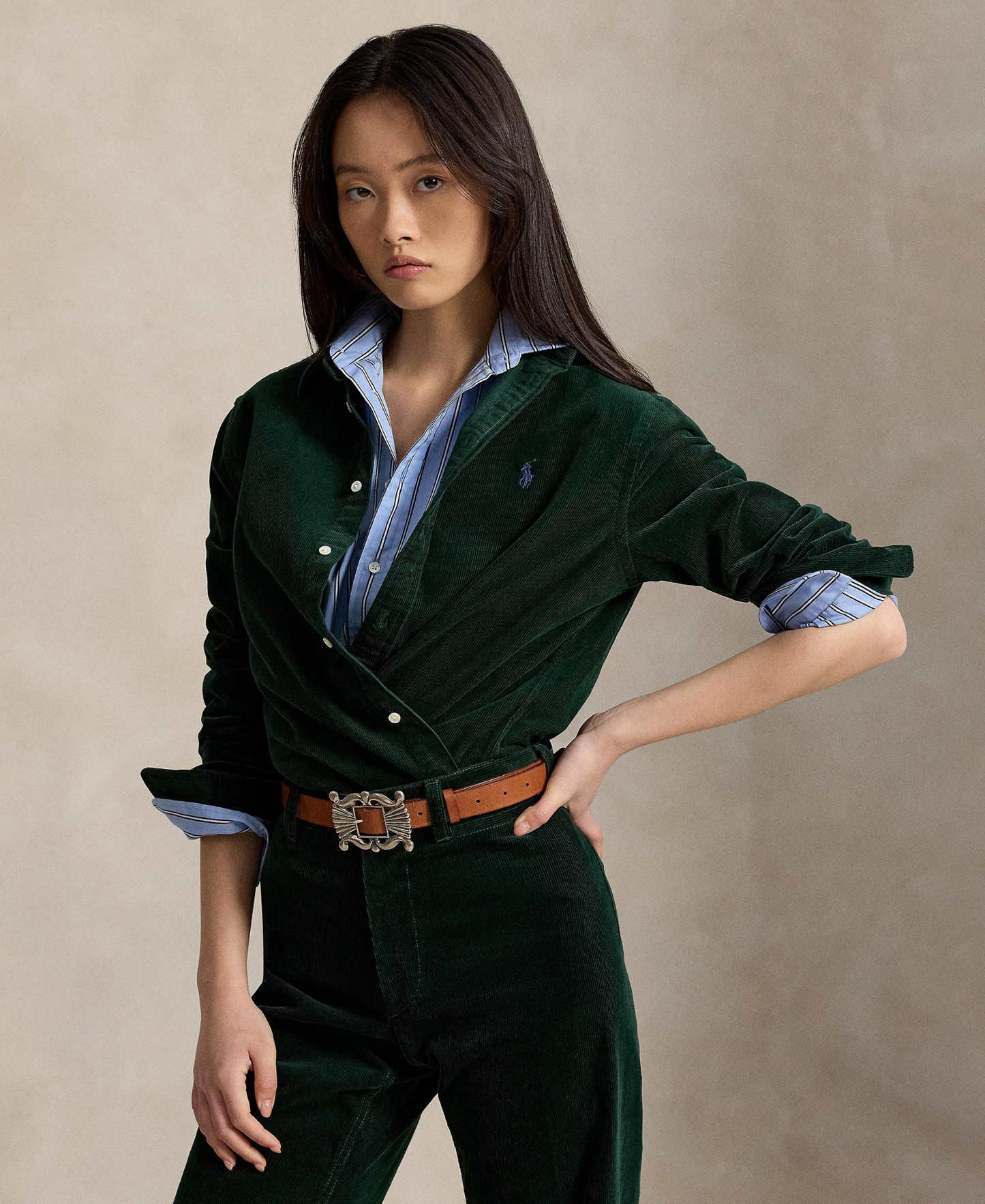 Polo Ralph Lauren Women's Classic-Fit Cotton Corduroy Shirt - Dark Green