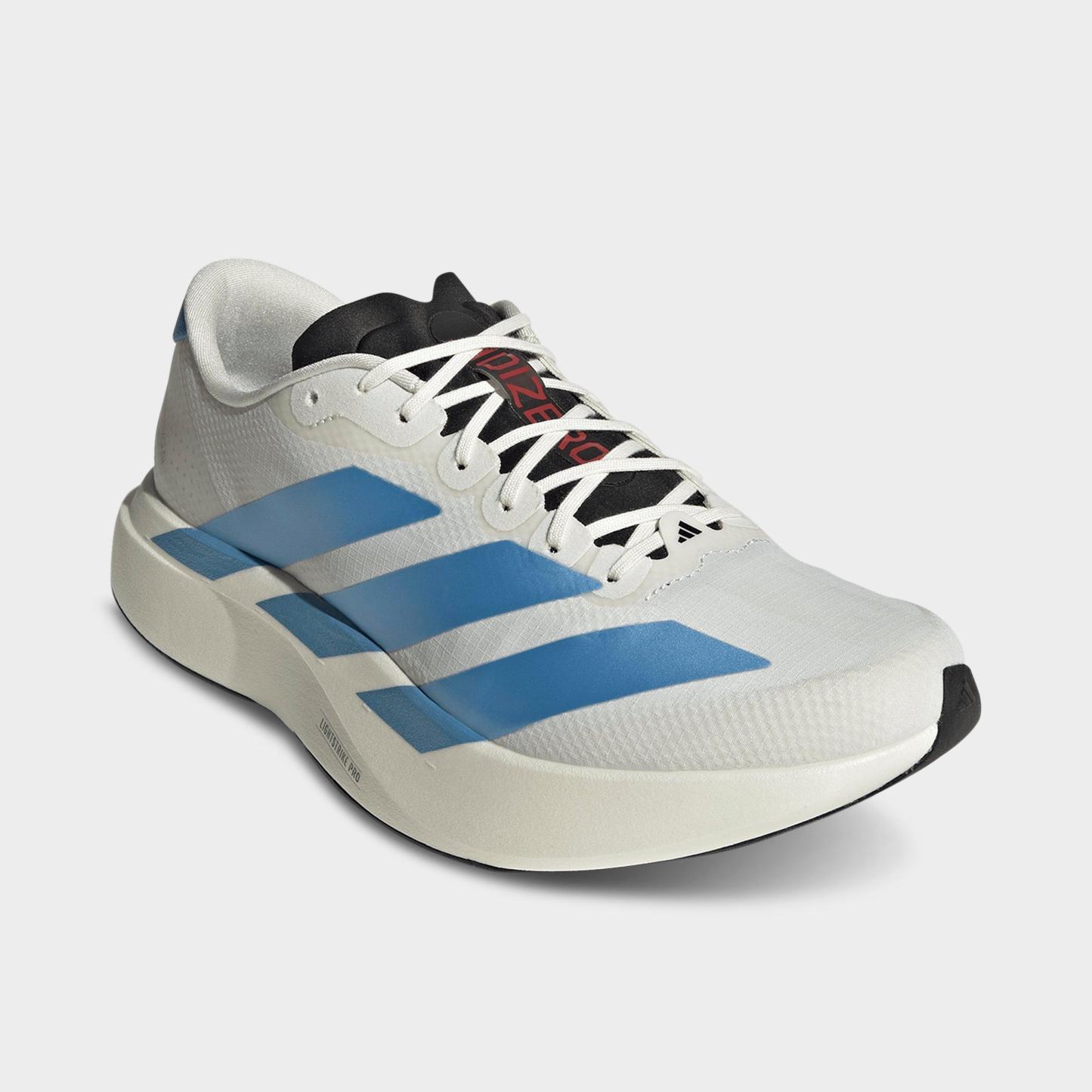 Men's adidas Adizero EVO SL Woven Running Shoes - Part 1 - Off White/Light Blue/Bright Red - Both shoes facing left