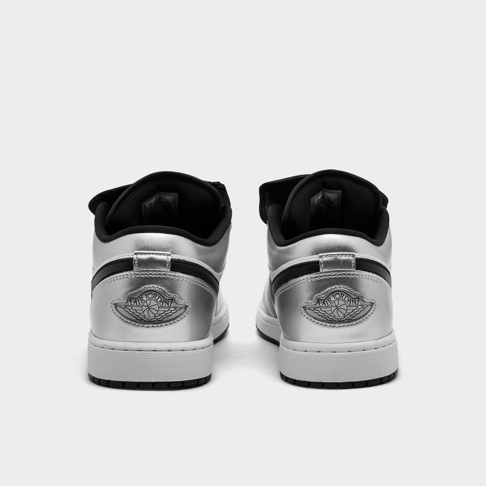 Men's Air Jordan 1 Low SE Casual Shoes - White/White/Metallic Silver/Black - view 4