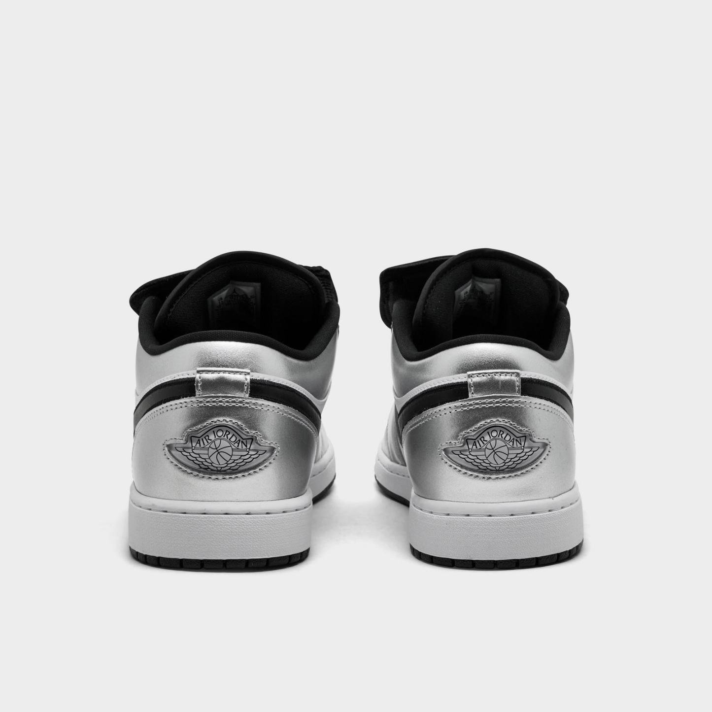 Men's Air Jordan 1 Low SE Casual Shoes - White/White/Metallic Silver/Black - view 4