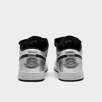 Men's Air Jordan 1 Low SE Casual Shoes - White/White/Metallic Silver/Black - view 4