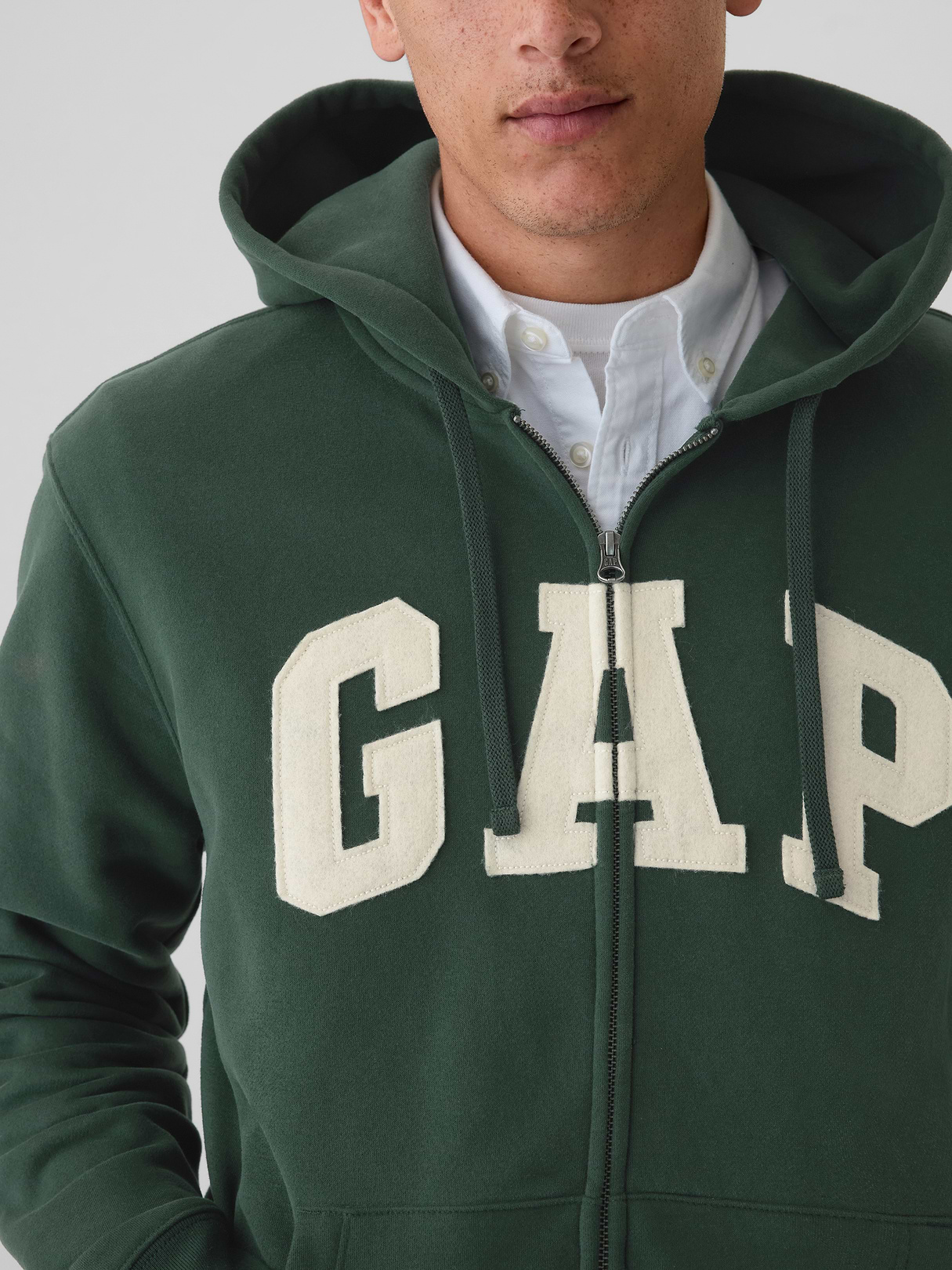 Adult VintageSoft Arch Logo Zip Hoodie - ESSEX GREEN
