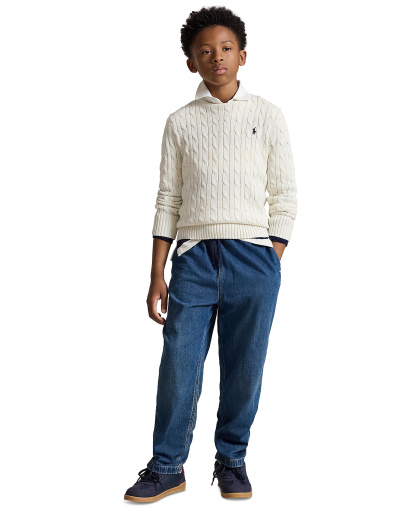 Polo Ralph Lauren Boys' 8-20 Cable-Knit Cotton Sweater - Cream