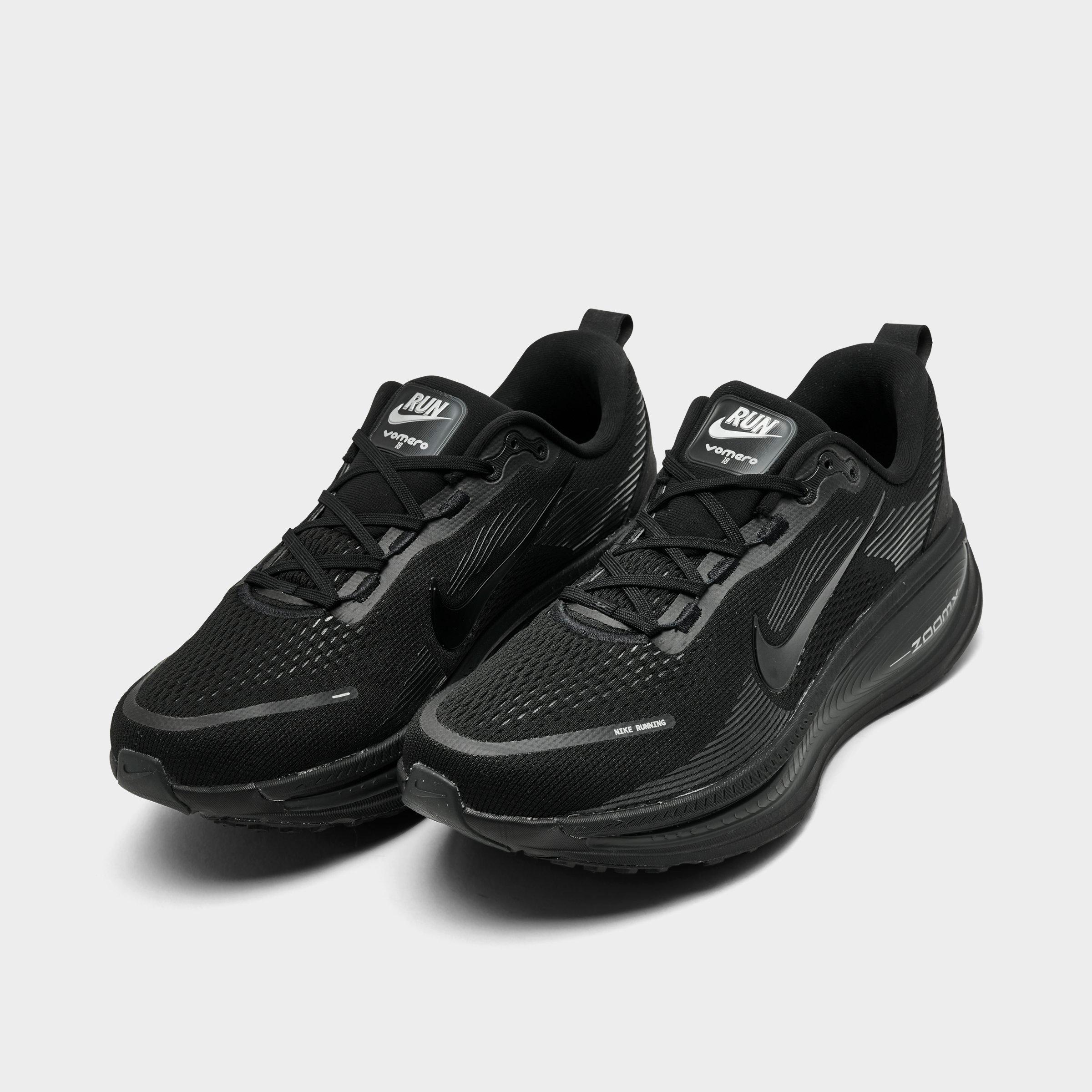 Men's Nithtke Vomero 18 Running Shoes - Part 1 - Black/Dark Smoke Grey/Light Smoke Grey/Black - Both shoes facing left