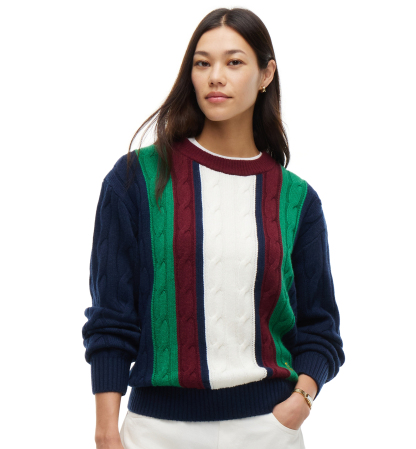 Tommy Hilfiger Women's American Icons Stripe Cable-Knit Crewneck Sweater, Macy's Exclusive - Hampton Bay Stripe
