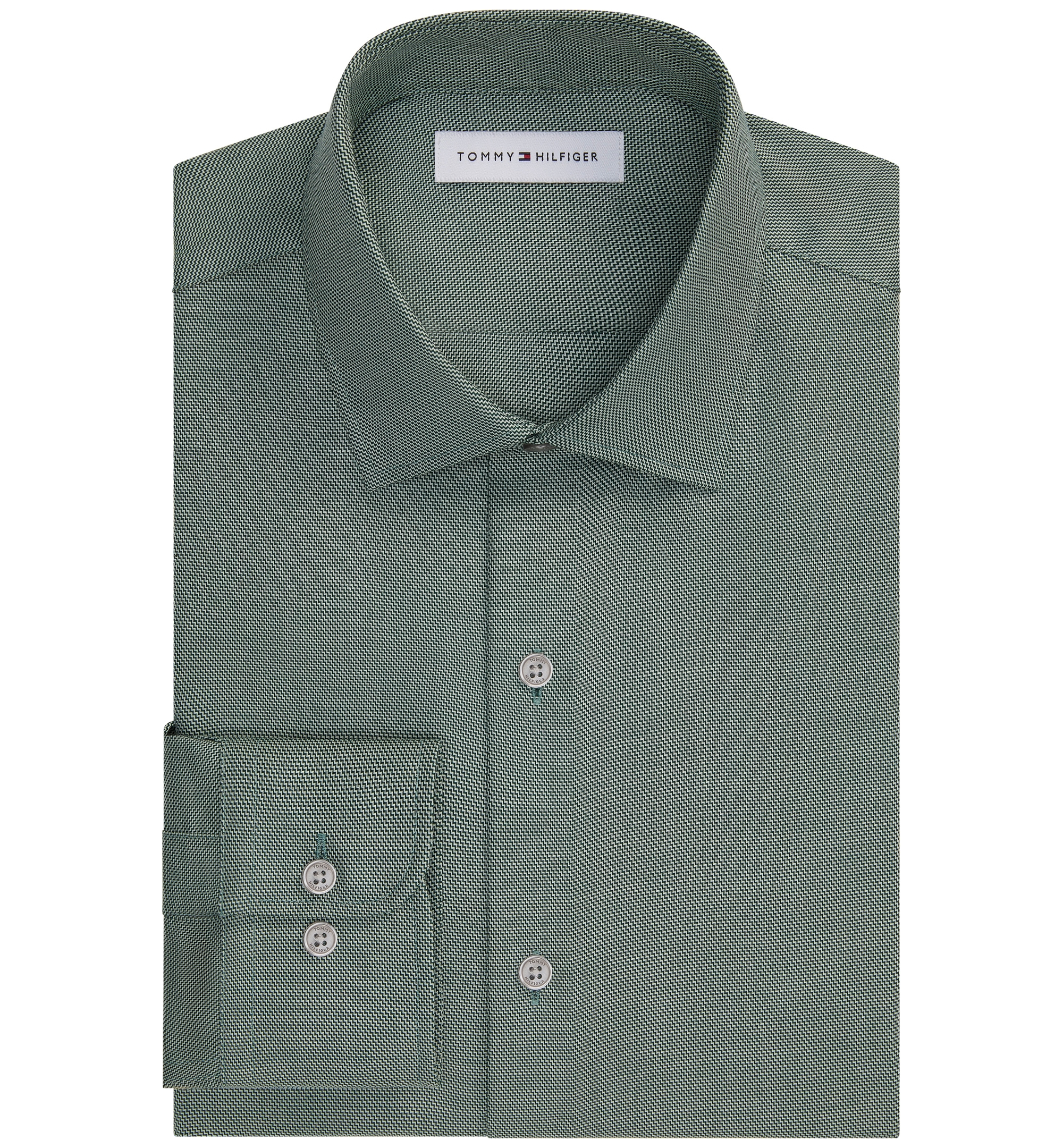 Tommy Hilfiger Men's TH Flex Twill Slim-Fit Dress Shirt - Green