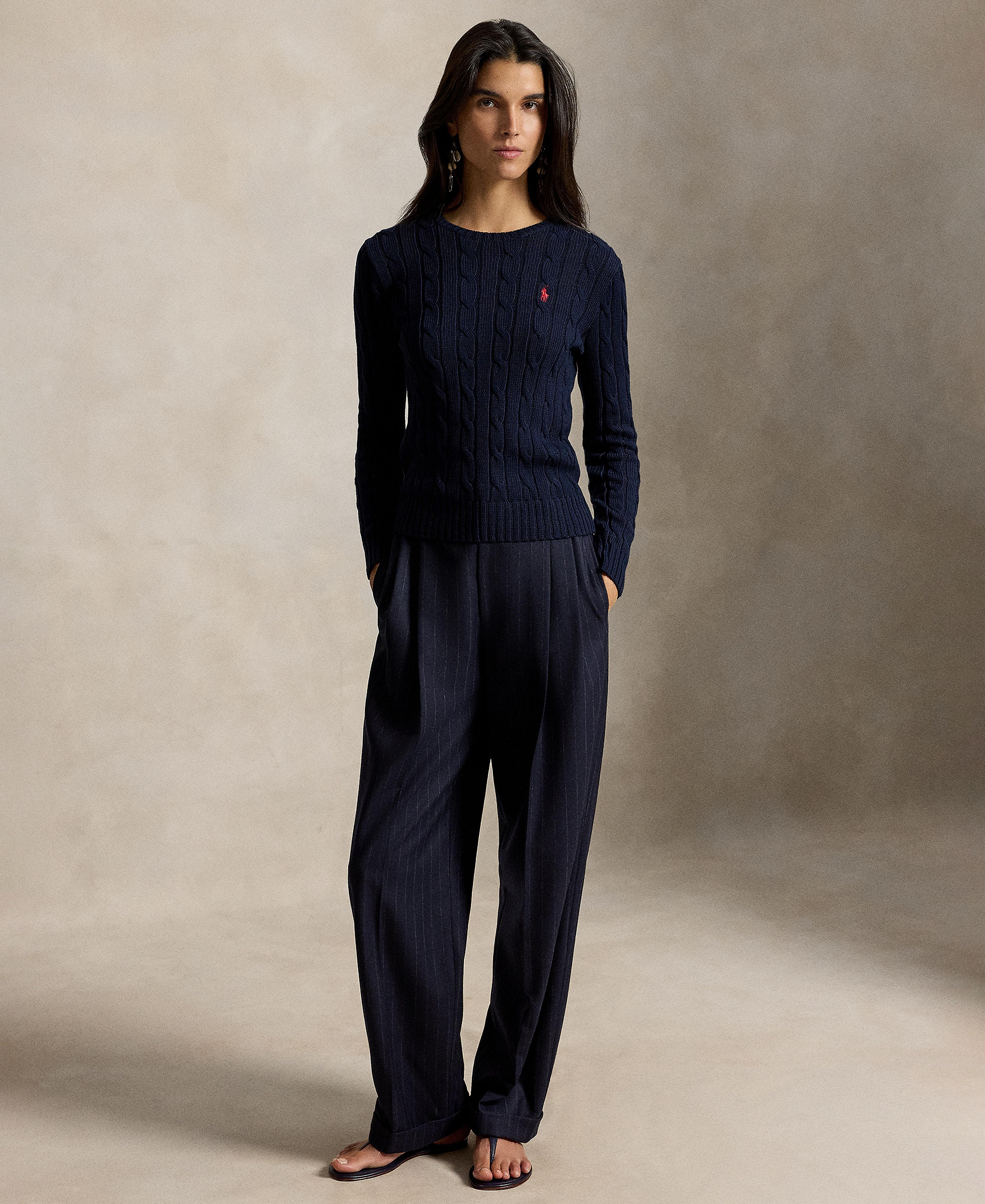 Polo Ralph Lauren Women's Cable-Knit Cotton Crewneck Sweater - Hunter Navy