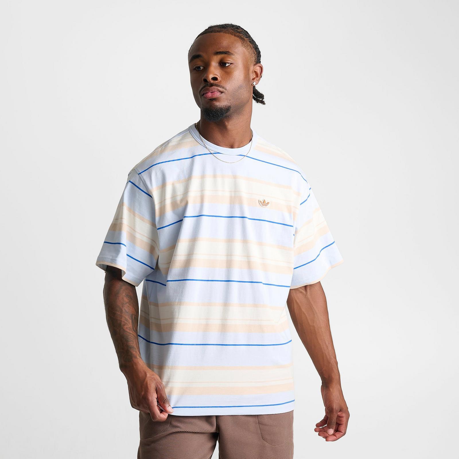 Men's adidas Originals Striped Crew T-Shirt - Crystal Sky - view 3