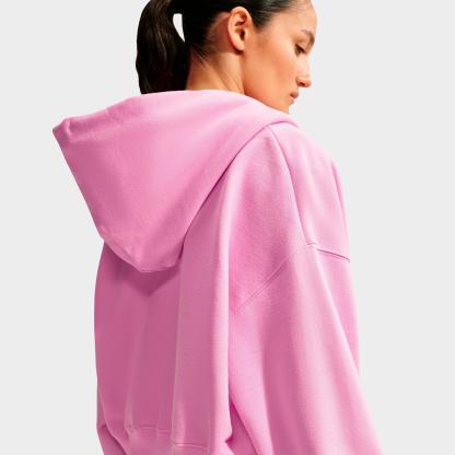 Women's Nithtke Studio Fleece Medium-Weight Oversized Cropped Full-Zip Hoodie - Pink Rise/Sail