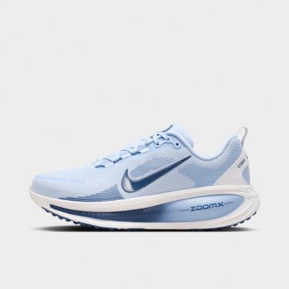 Women's Nithtke Vomero 18 Running Shoes - Part 2 - Hydrogen Blue/Mystic - Left shoe facing left. Outside of the shoe.