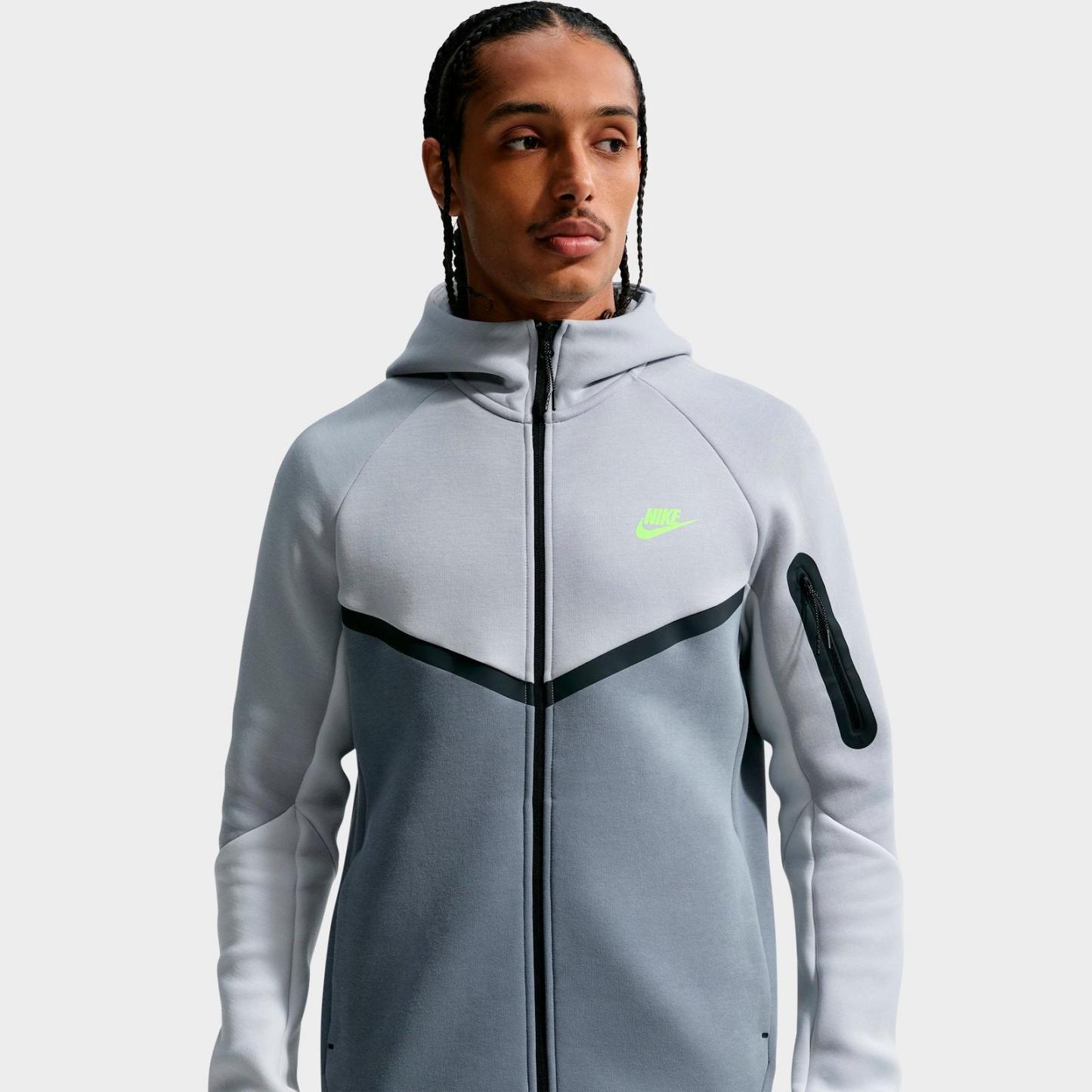 Men's Nike Tech Fleece Windrunner Full-Zip Hoodie - Light Smoke Grey/Cool Grey/Photon Dust/Volt