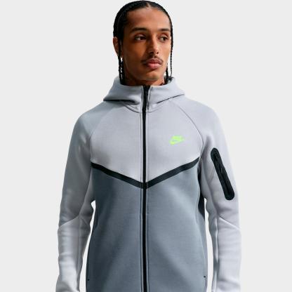 Men's Nike Tech Fleece Windrunner Full-Zip Hoodie - Light Smoke Grey/Cool Grey/Photon Dust/Volt