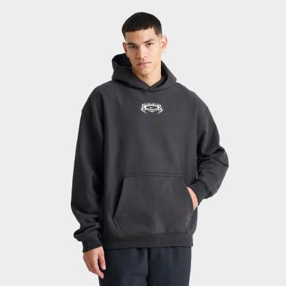 Men's Nike Solo Swoosh Lightning Graphic Fleece Pullover Hoodie - Off Noir