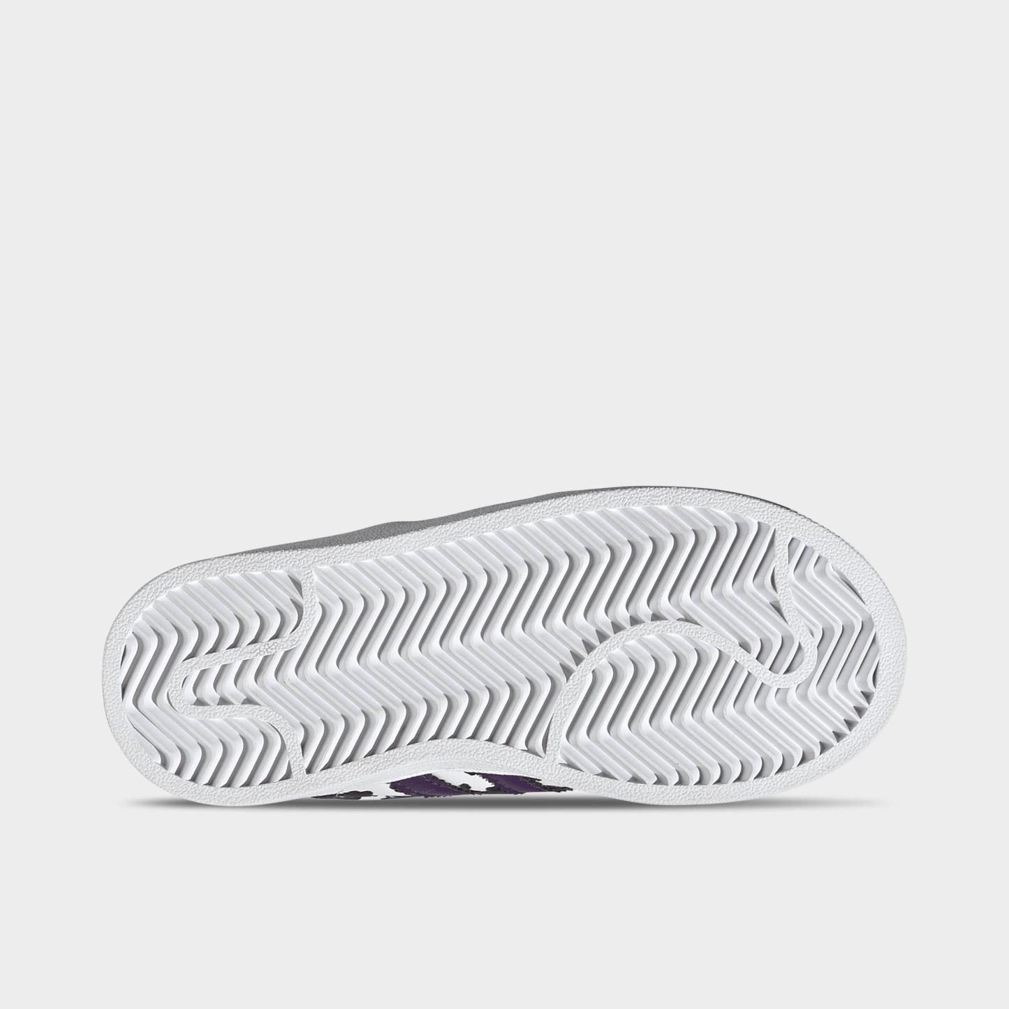 Little Kids' adidas Originals Superstar II Casual Shoes - Crystal White/Violet/Cloud White - Bottom view