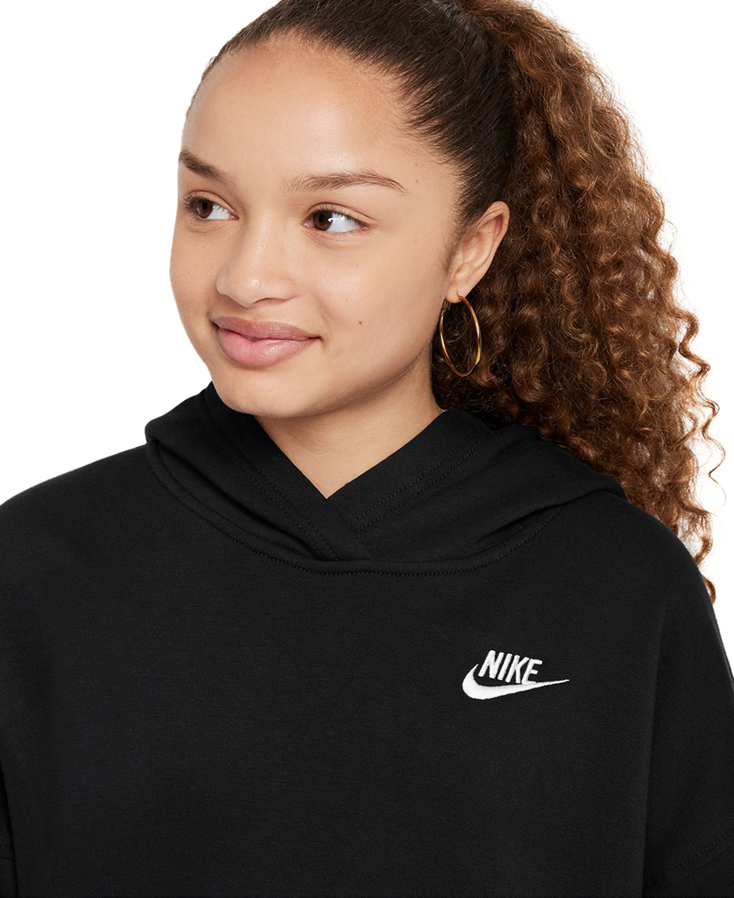 Nike Girls' 7-16 Sportswear Club Fleece Oversized-Fit Hoodie - Black
