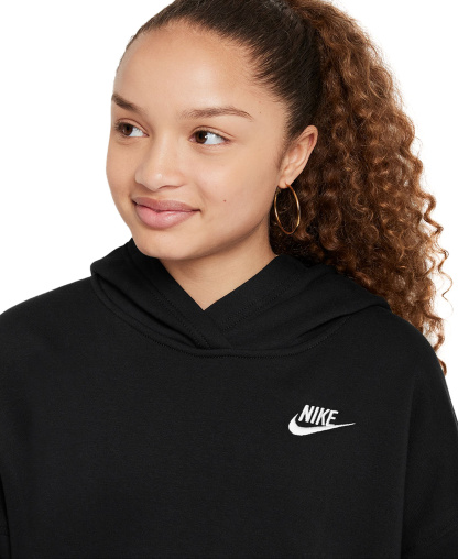 Nike Girls' 7-16 Sportswear Club Fleece Oversized-Fit Hoodie - Black