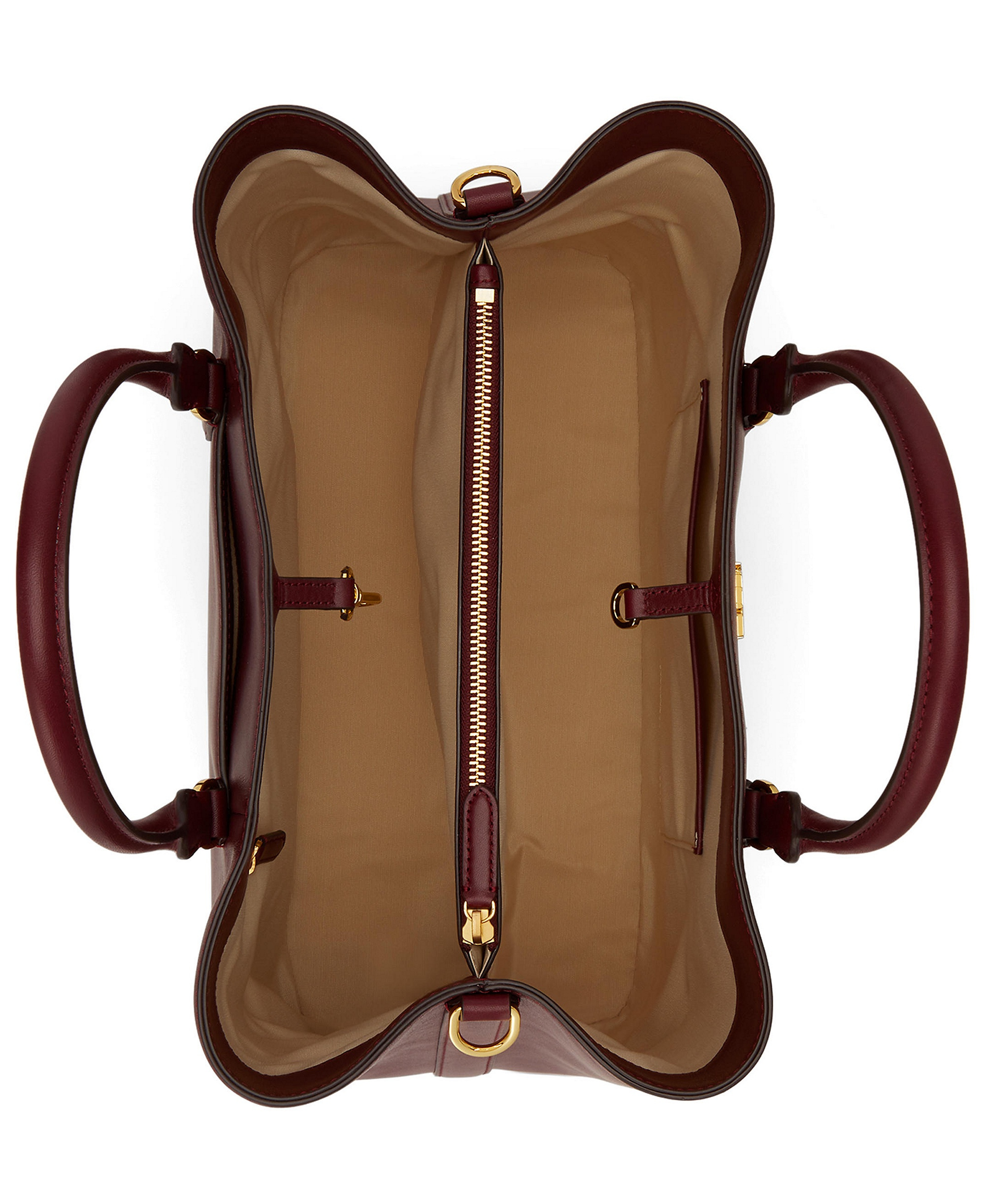 Lauren Ralph Lauren Full-Grain Leather Large Marcy Satchel Bag - Dark Garnet