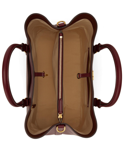 Lauren Ralph Lauren Full-Grain Leather Large Marcy Satchel Bag - Dark Garnet