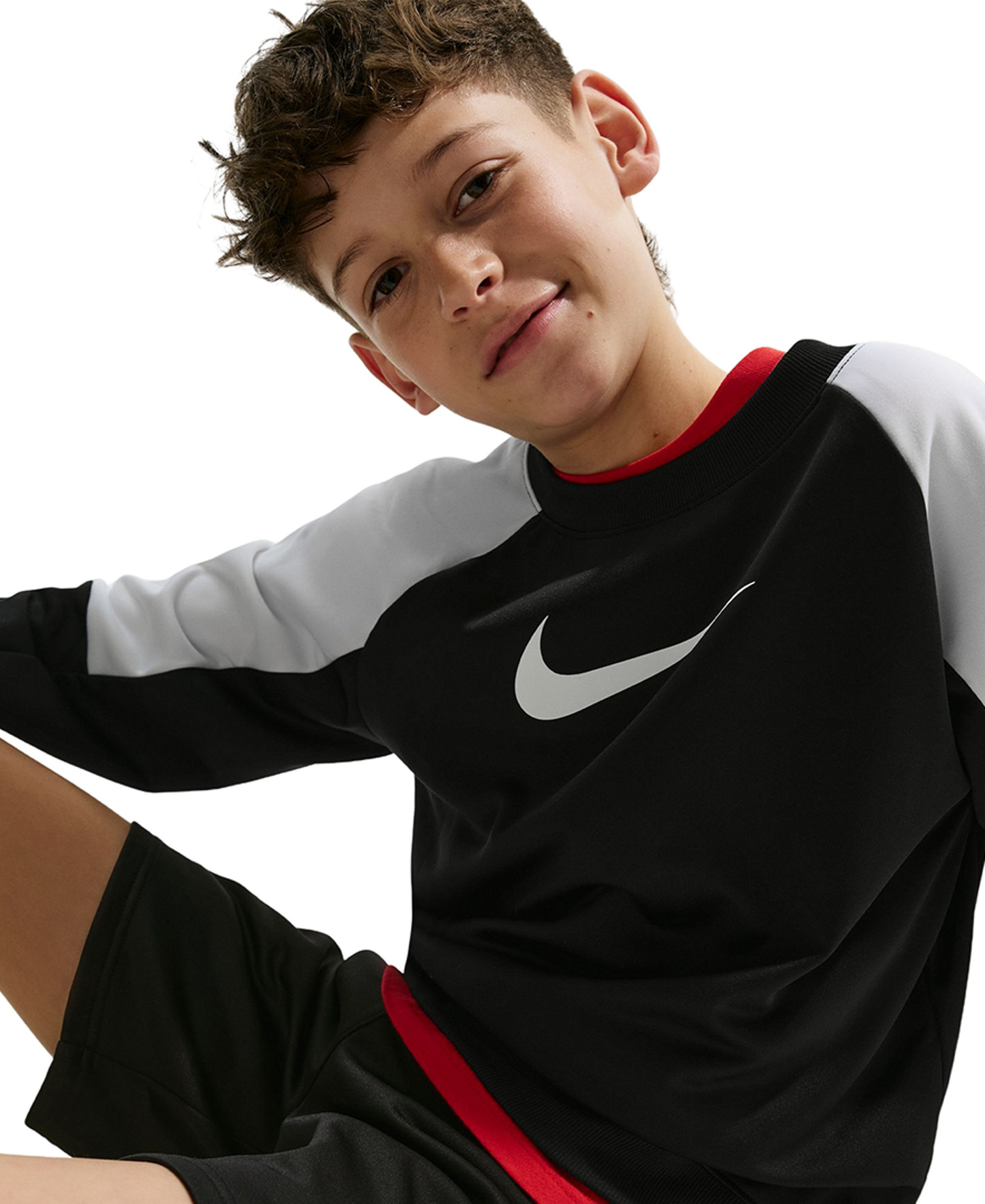 Nike Boys' 8-20 Sportswear Crewneck Sweatshirt & Shorts, 2-Piece Set - Black/white/black/white
