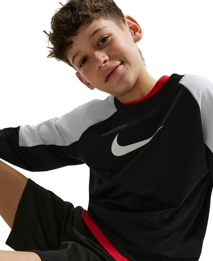Nike Boys' 8-20 Sportswear Crewneck Sweatshirt & Shorts, 2-Piece Set - Black/white/black/white