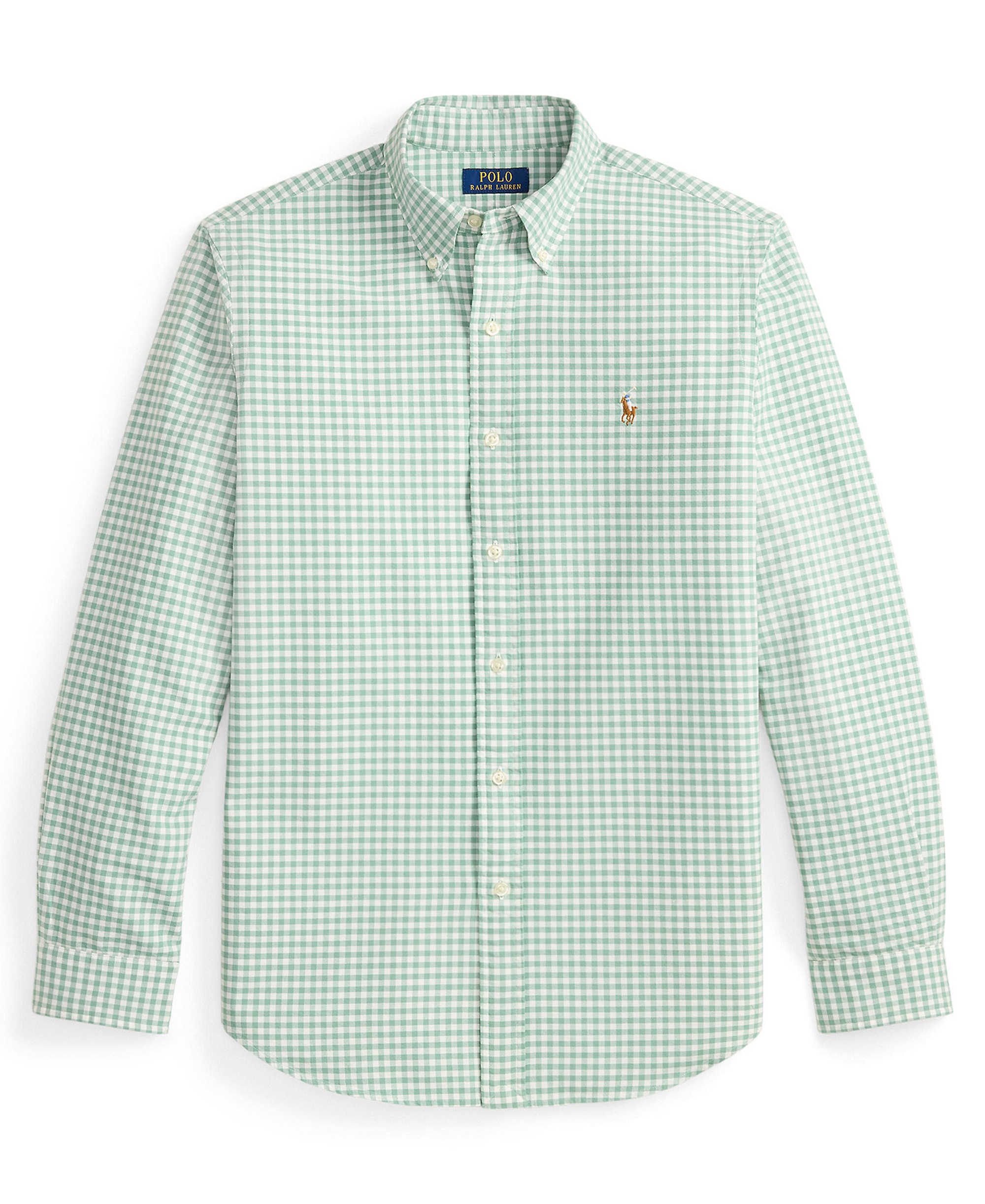 Polo Ralph Lauren Men's Classic-Fit Plaid Brushed Oxford Shirt - Faded Mint/White