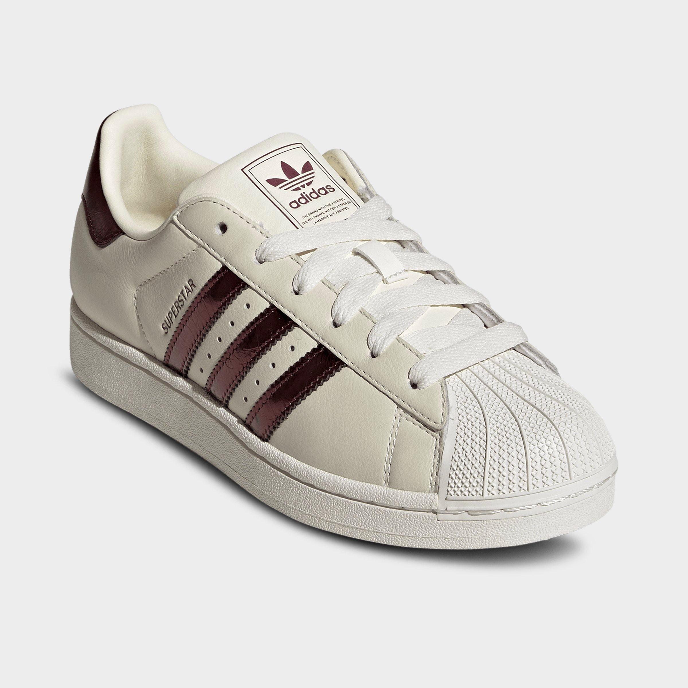 Women's adidas Originals Superstar II Casual Shoes - Off White/Maroon/Gold Metallic - Both shoes facing left