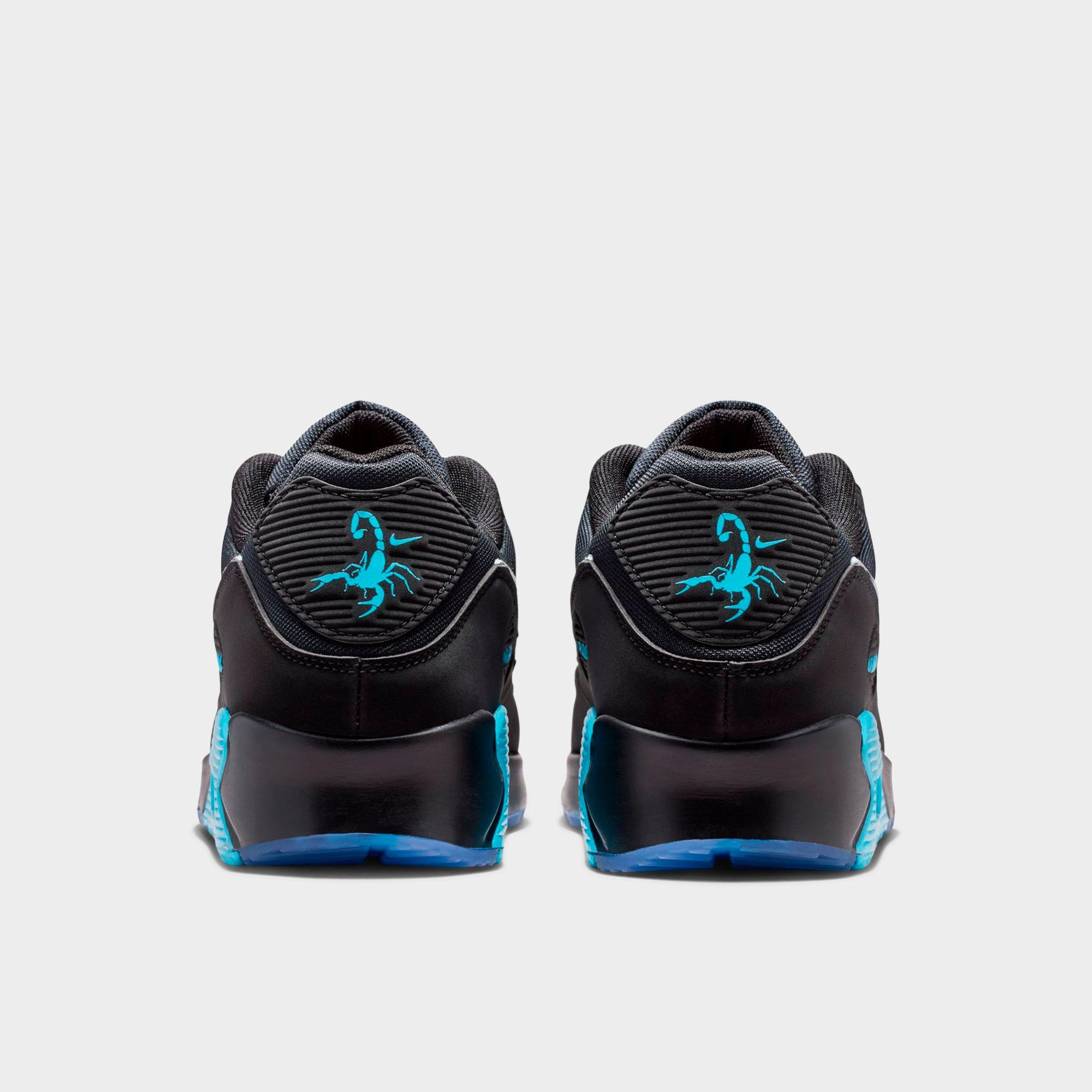Men's Nithtke Air Max 90 Casual Shoes - Part 1 - Black/Gamma Blue/Ice/Chrome - Back view