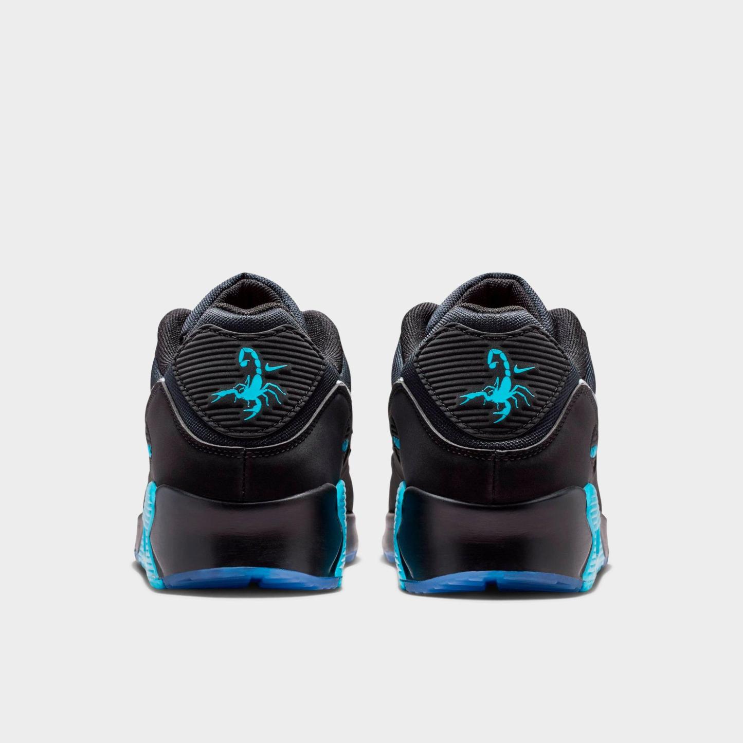 Men's Nithtke Air Max 90 Casual Shoes - Part 1 - Black/Gamma Blue/Ice/Chrome - Back view