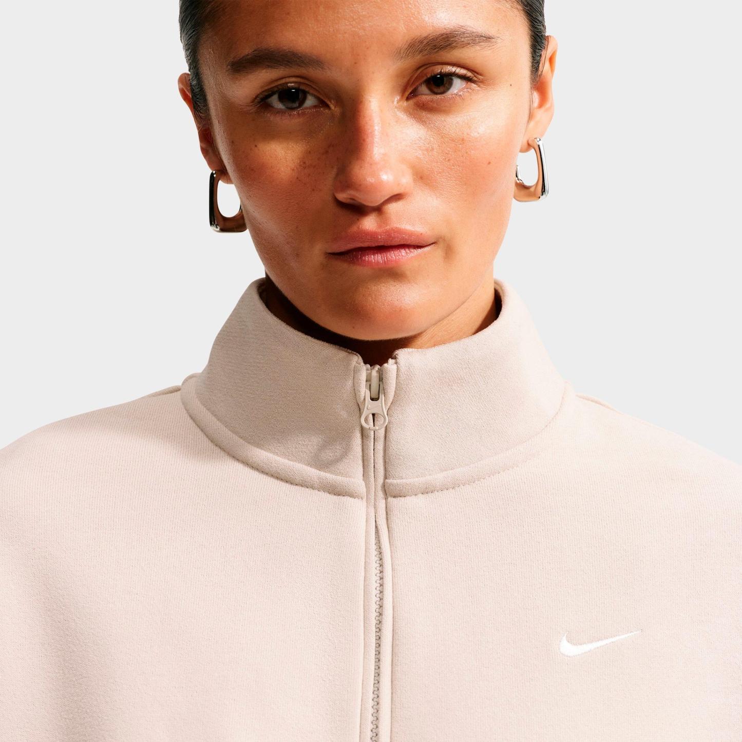 Women's Nithtke Studio Fleece Medium-Weight Oversized Cropped Quarter-Zip Jacket - Cream II/Sail