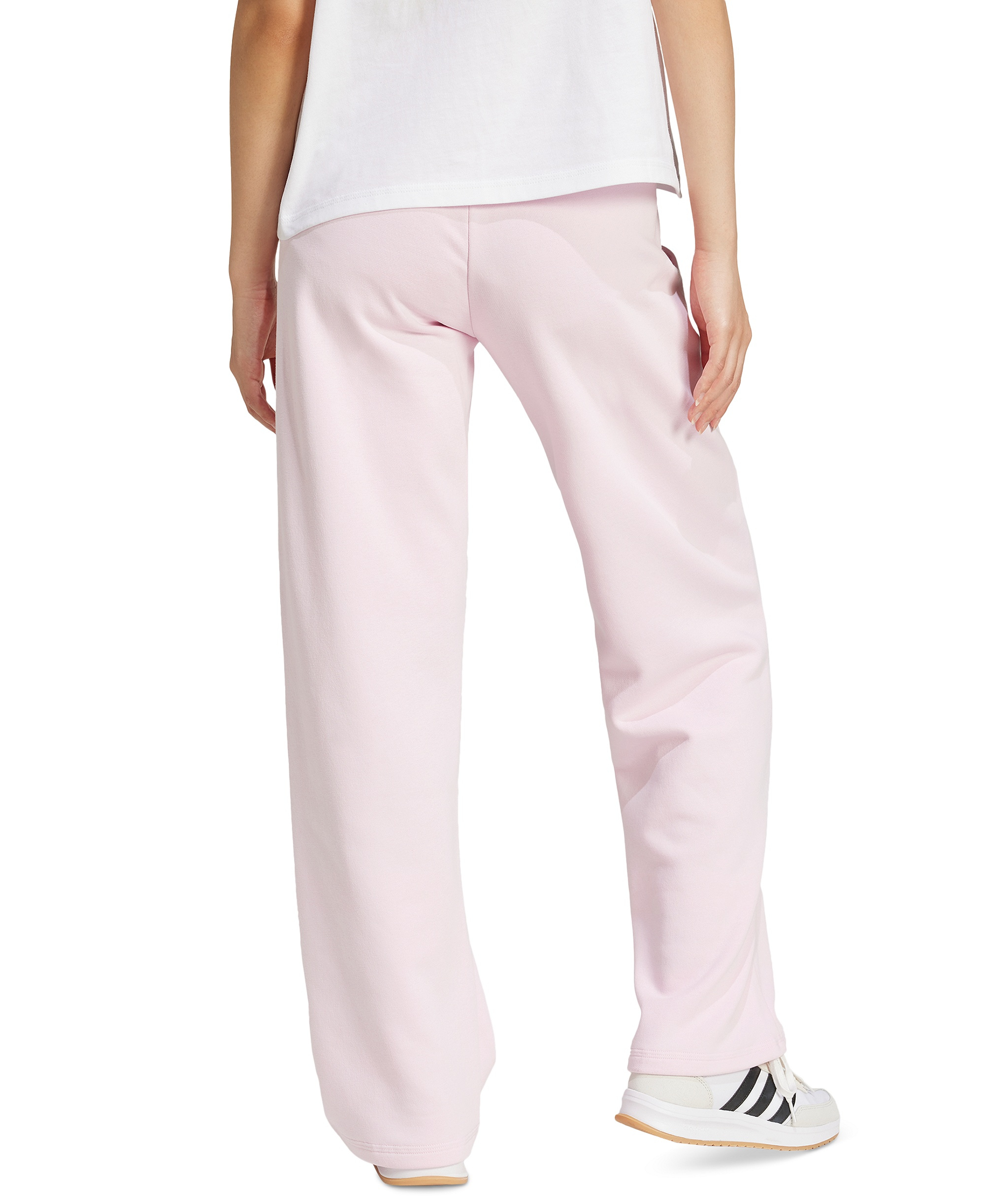 adidas Women's Essentials Small Logo Feel Cozy Open Hem Pants - Clear Pink/White