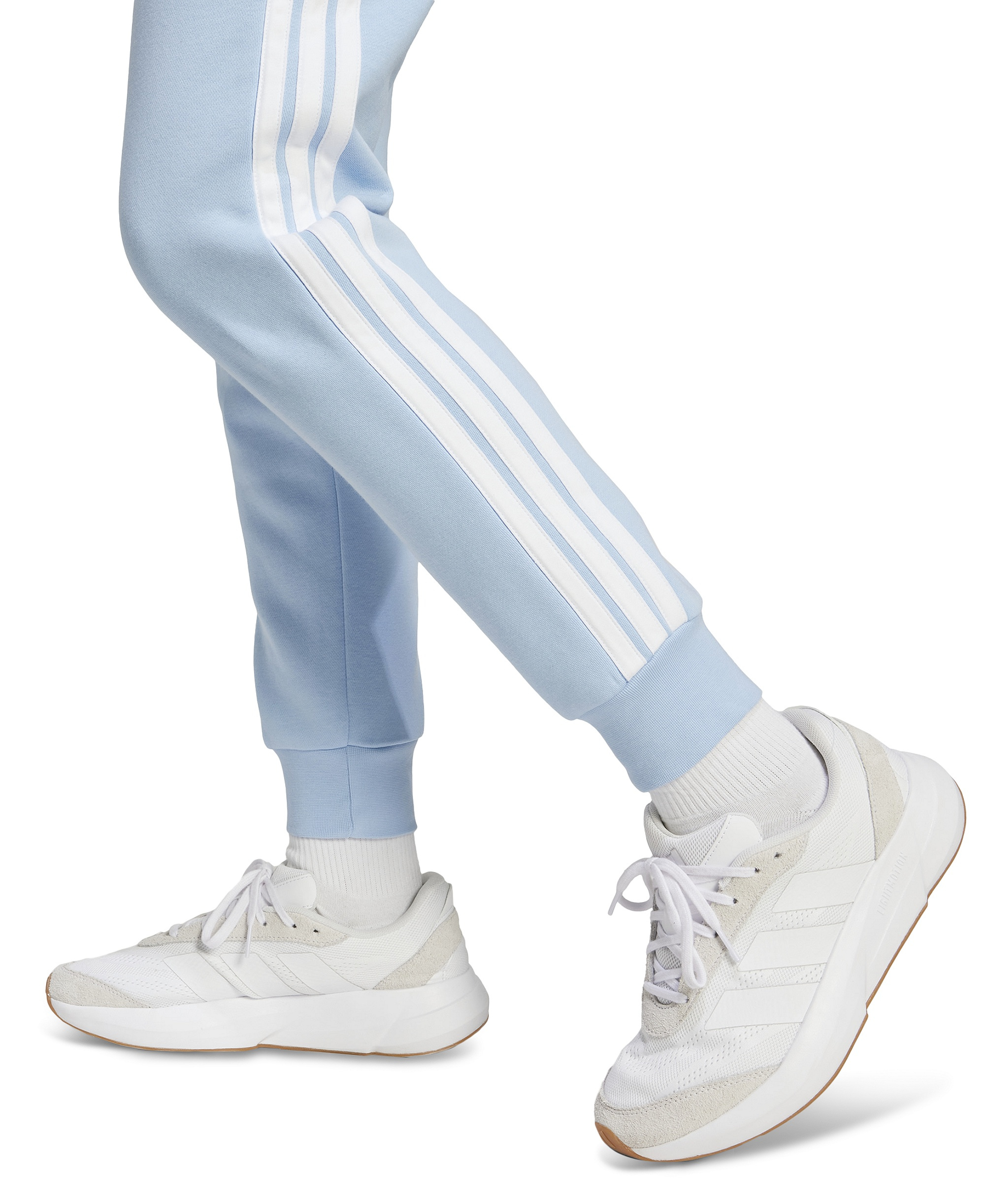 adidas Women's Essentials Three Stripes Fleece Slim Pants - Glow Blue/white