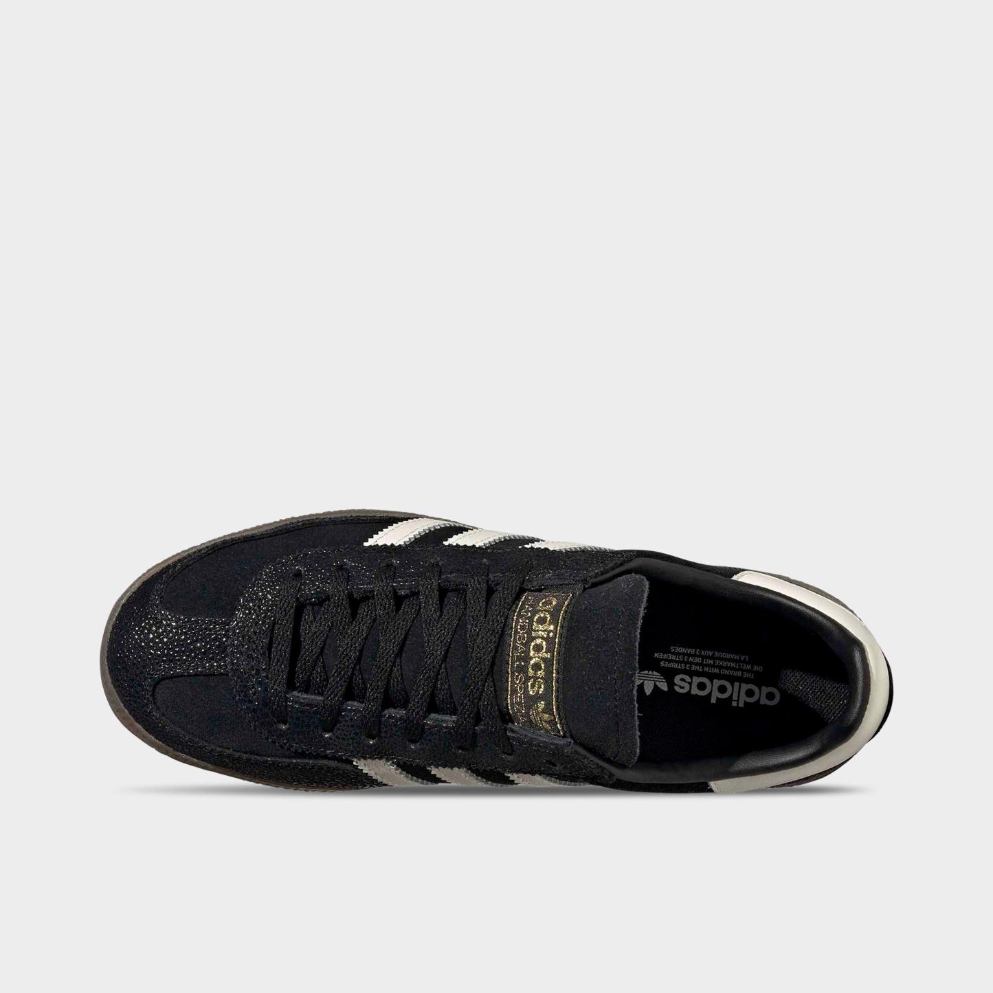 Women's adidas Originals Handball Spezial Casual Shoes - Part 3 - Core Black/Cloud White/Gold Metallic - Top view