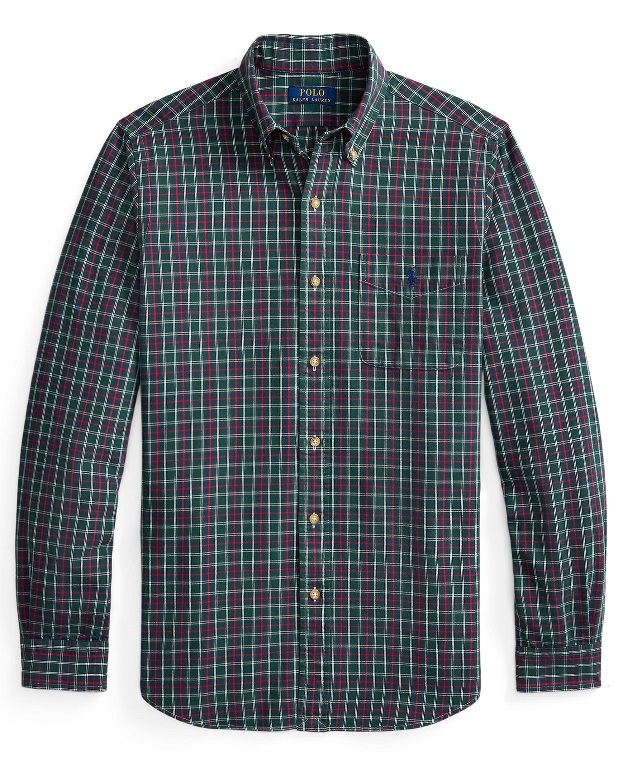 Polo Ralph Lauren Men's Classic-Fit Plaid Brushed Oxford Shirt - Green Navy Multi