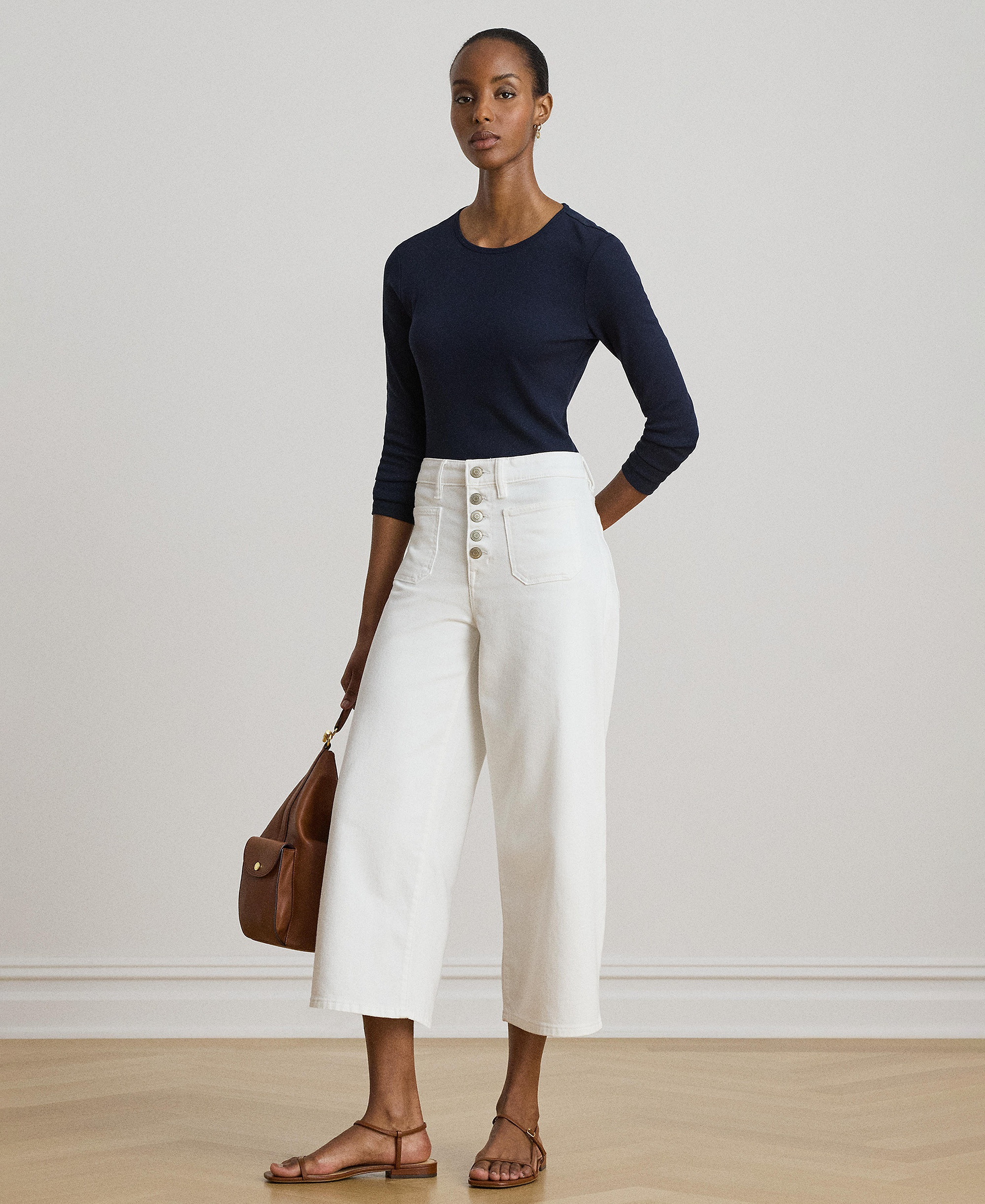 Lauren Ralph Lauren Cotton-Blend Long-Sleeve Top - Lauren Navy