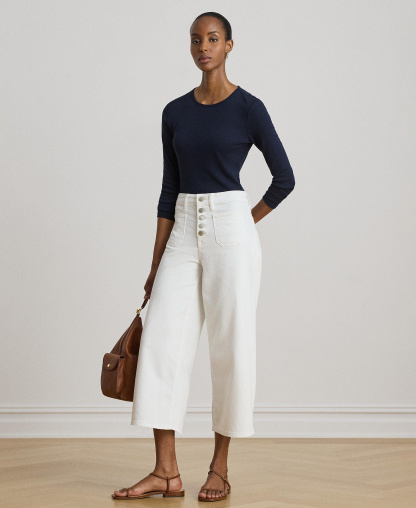 Lauren Ralph Lauren Cotton-Blend Long-Sleeve Top - Lauren Navy