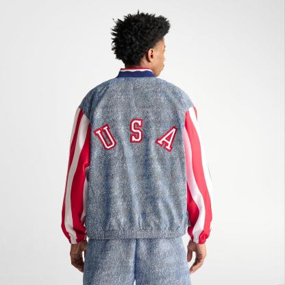 Men's adidas Denim Graphic Track Top - White/Dark Blue - view 4