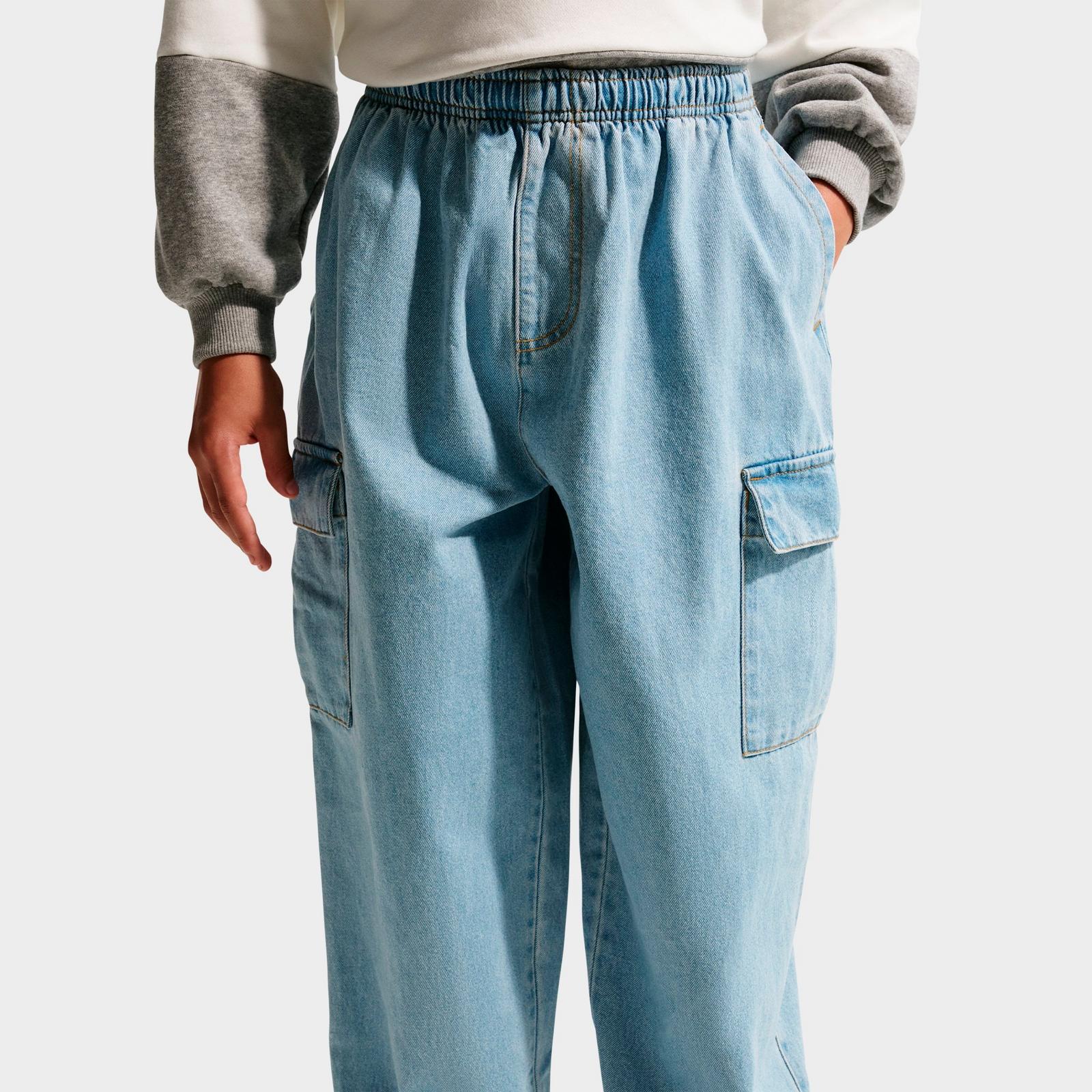 Big Kids' Nike Sportswear Collection Denim Cargo Pants - Light Armory Blue/Wheat