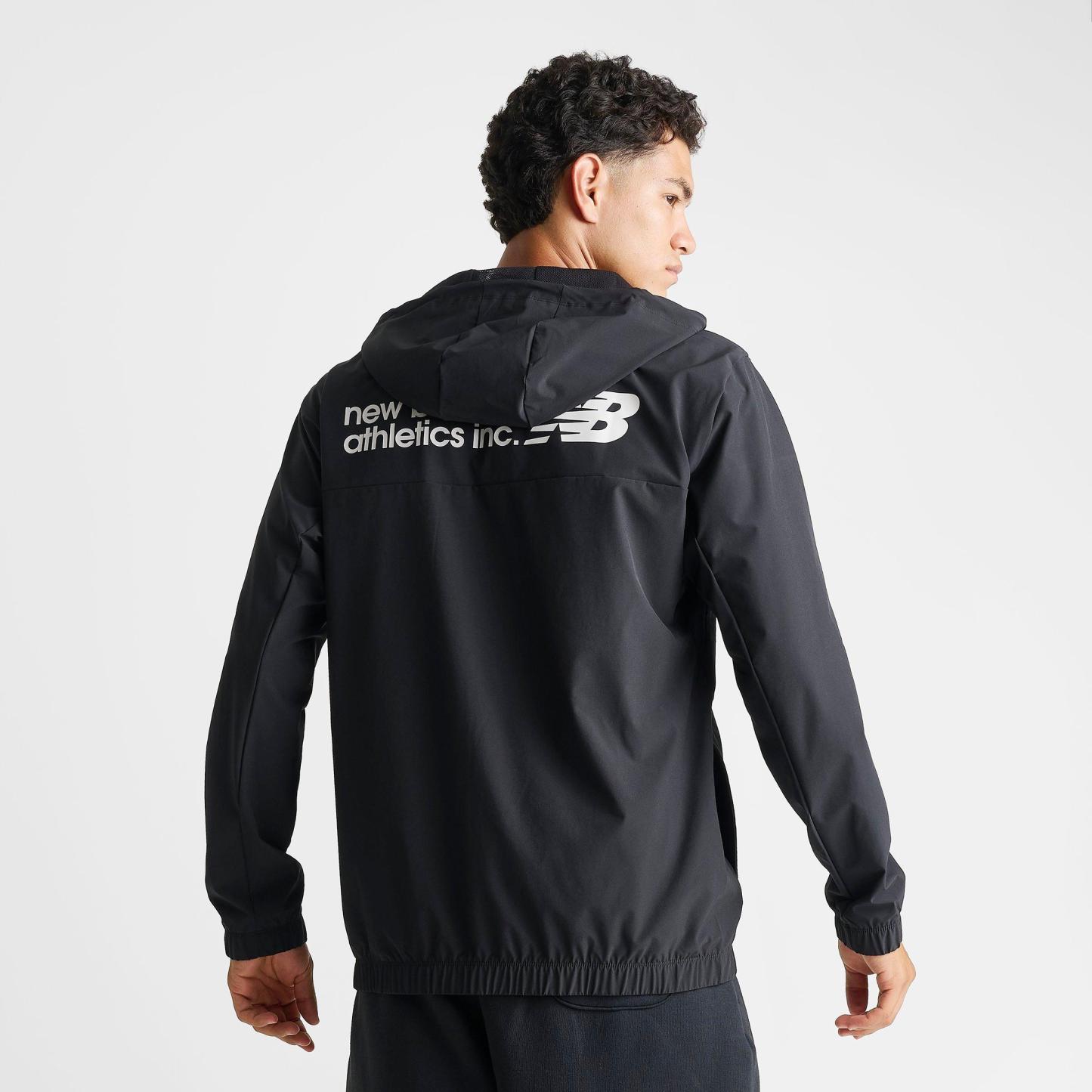 Men's New Balance Performance Full-Zip Woven Jacket - Black/Black - view 4