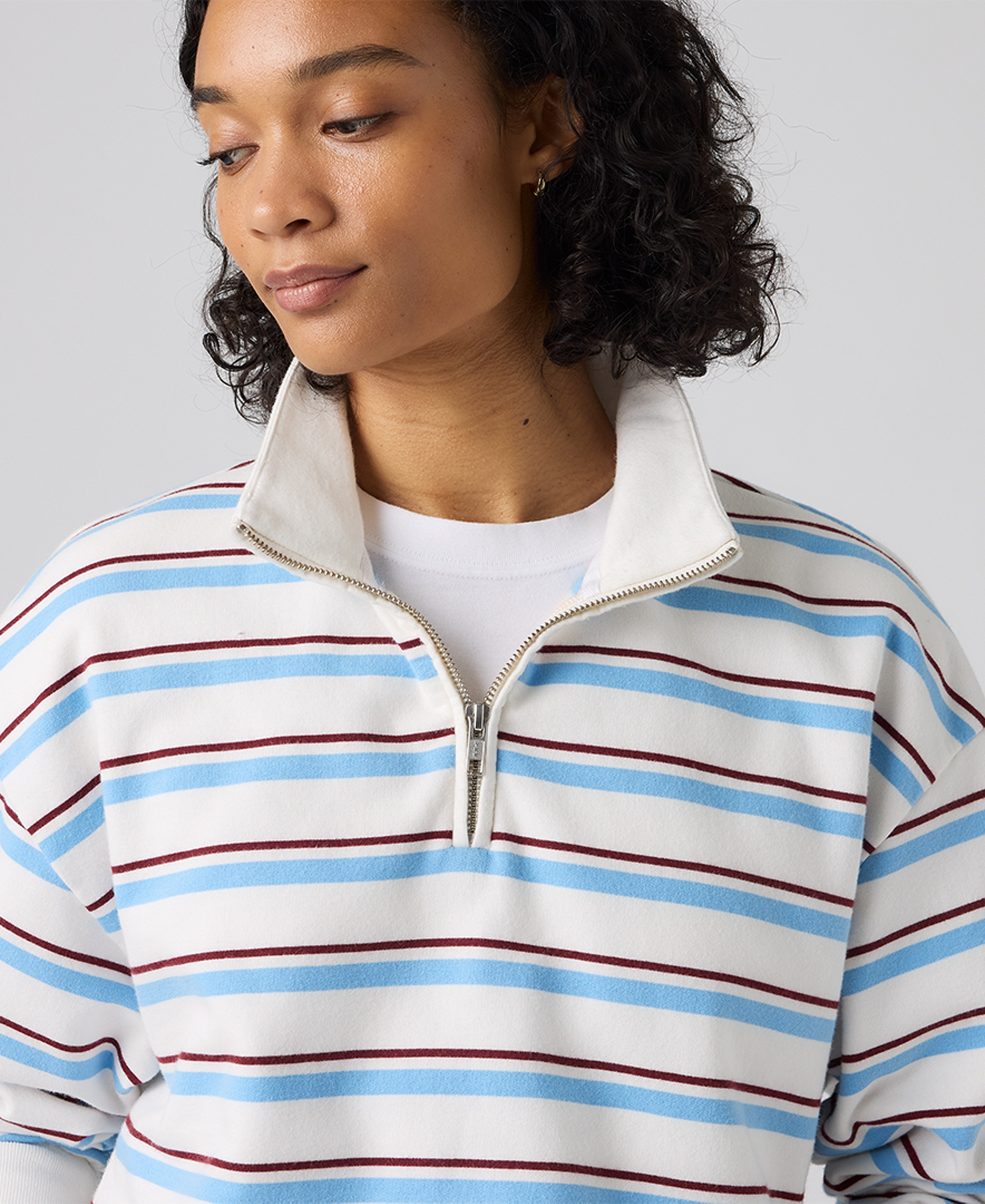 Levi's Women's Cotton-Blend Everyday Sweatshirt - Ruby Stripe Alaskan Blue