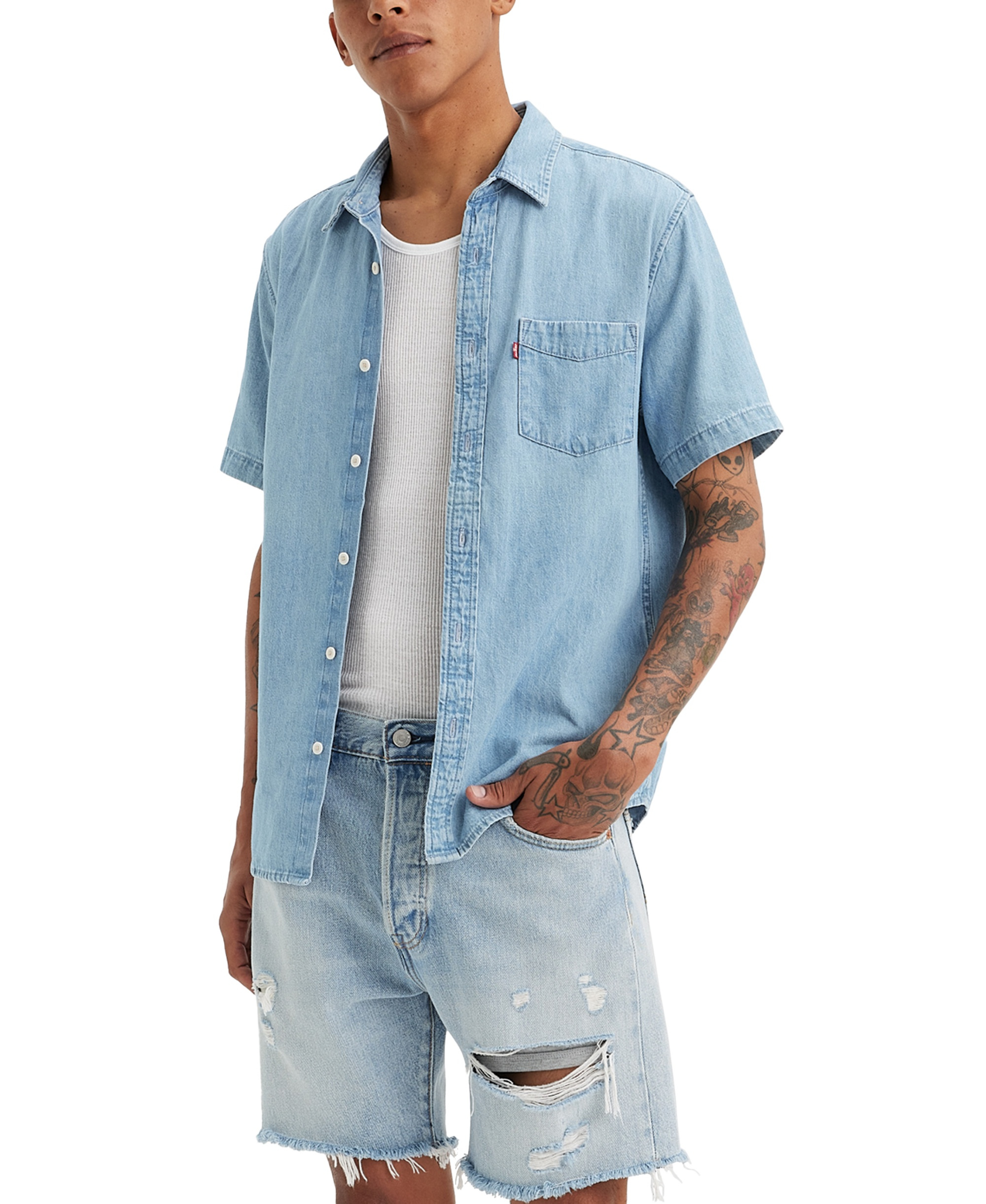 Levi's Men's Classic Pocket Short-Sleeve Shirt - Quintara Stonewash