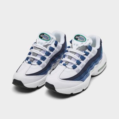 Little Kids' Nike Air Max 95 Casual Shoes - White/Emerald Green/Lake Blue