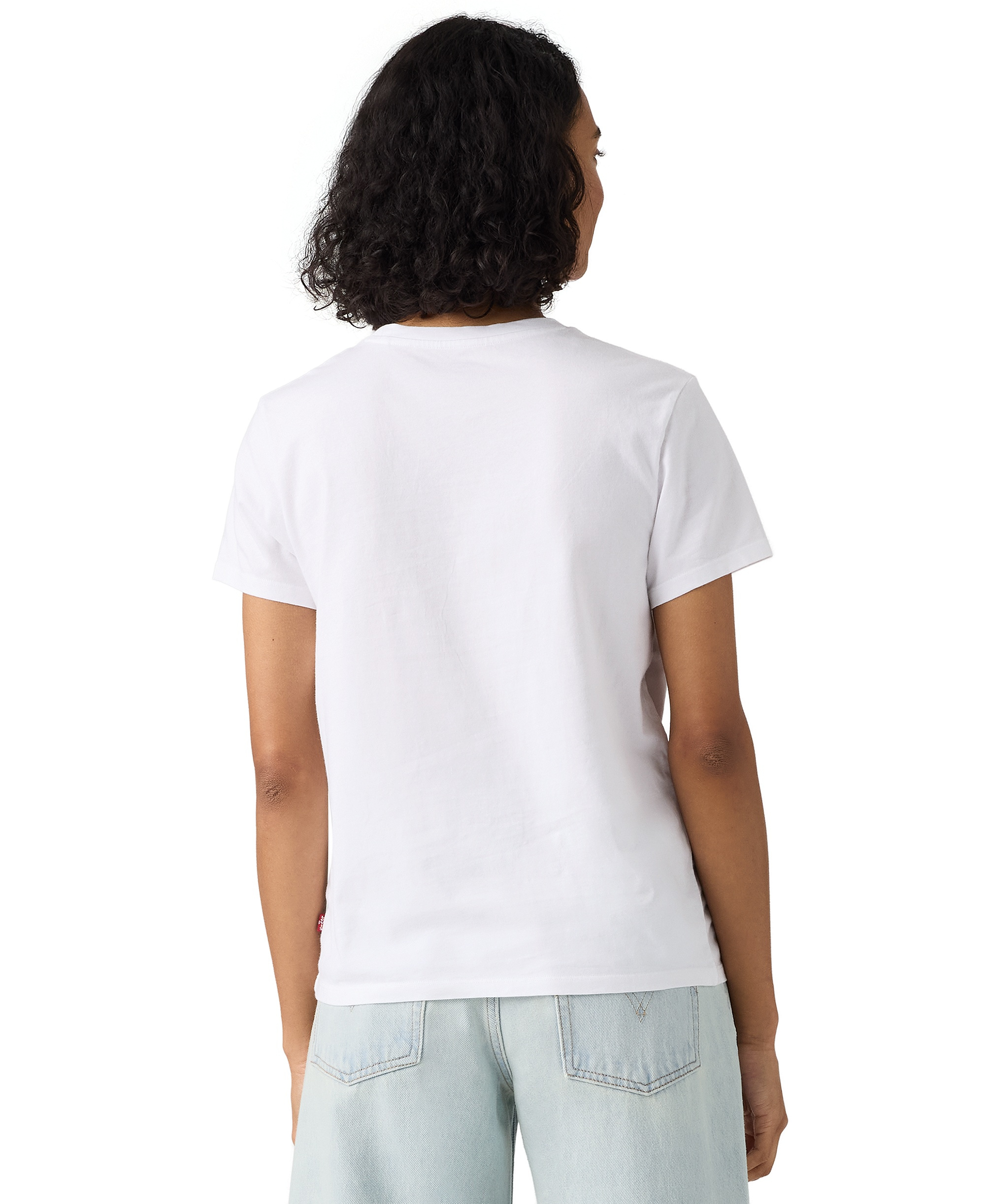 Levi's Women's Perfect Graphic Logo Cotton T-Shirt - Blur Florals With Serif Emb Bright White