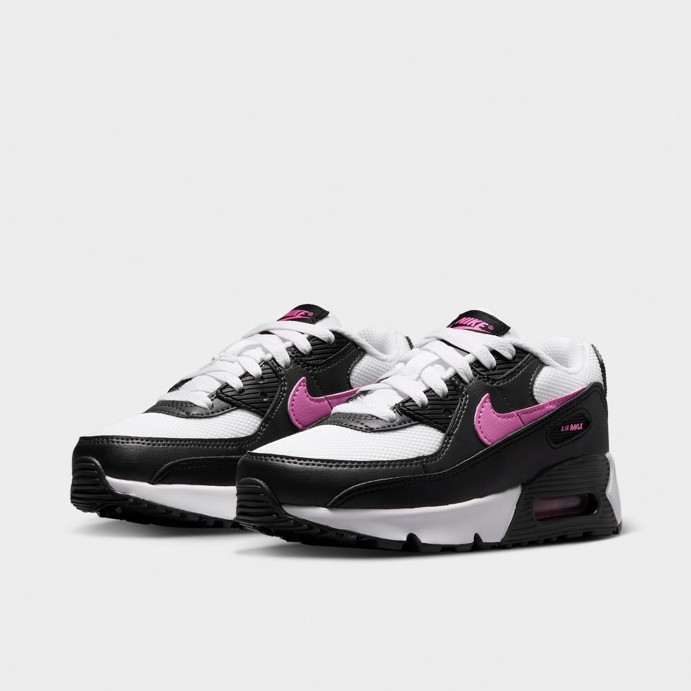 Girls' Little Kids' Nithtke Air Max 90 Casual Shoes - White/Black/Anthracite/Playful Pink - Both shoes facing left