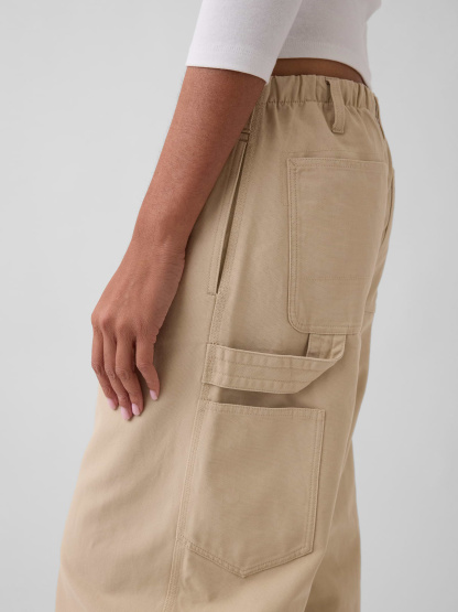 Canvas Easy Baggy Barrel Cargo Pants - Wicker tan
