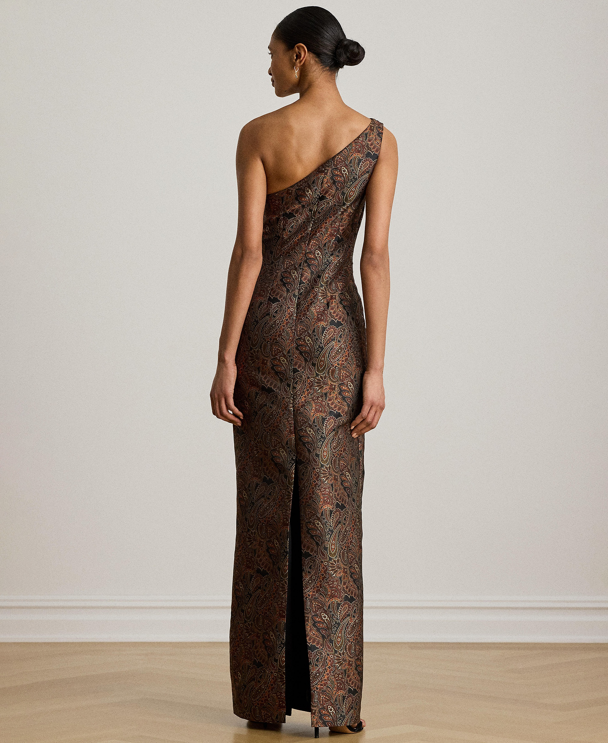 Lauren Ralph Lauren Women's Paisley Jacquard One-Shoulder Gown - Black Multi