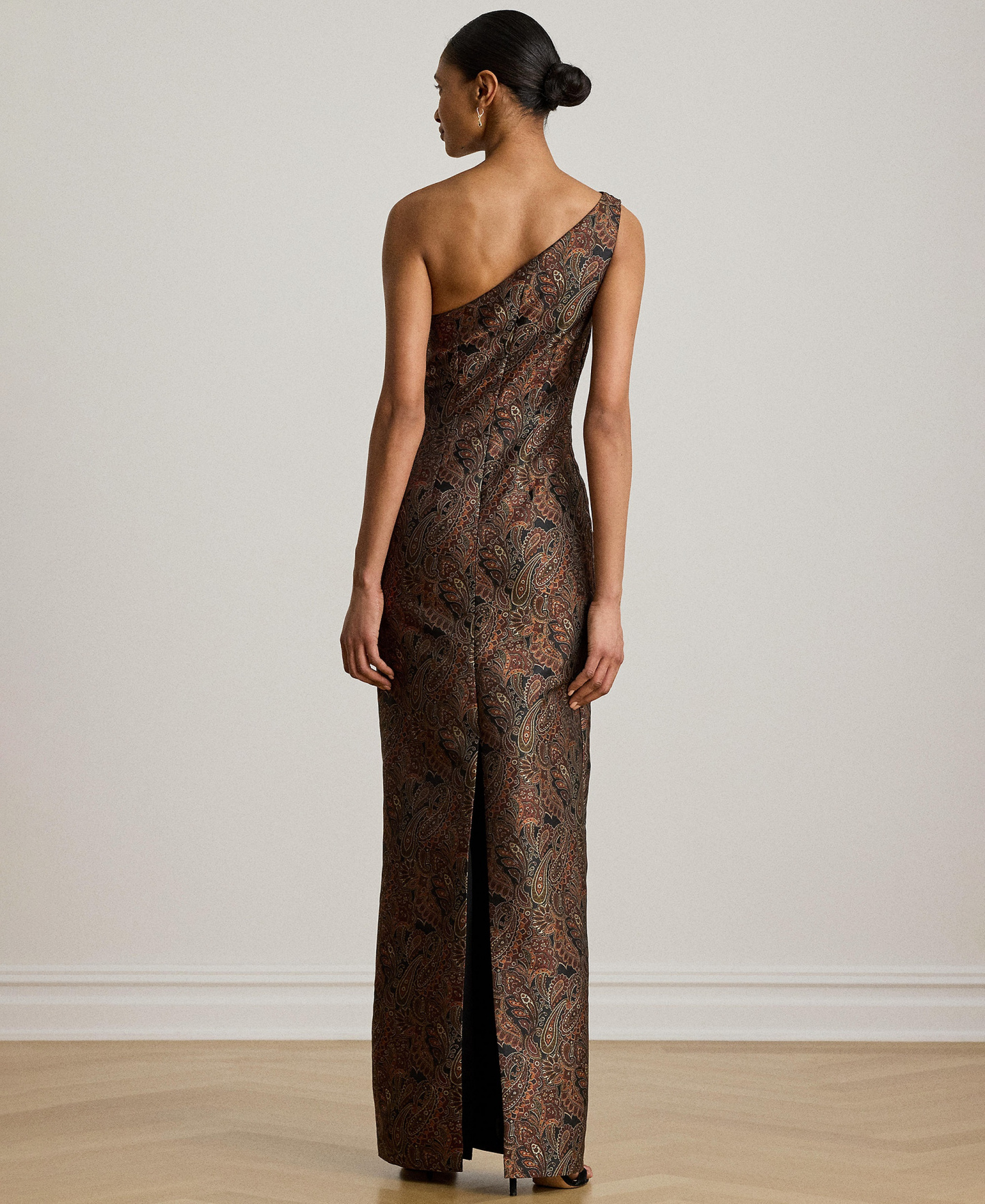 Lauren Ralph Lauren Women's Paisley Jacquard One-Shoulder Gown - Black Multi