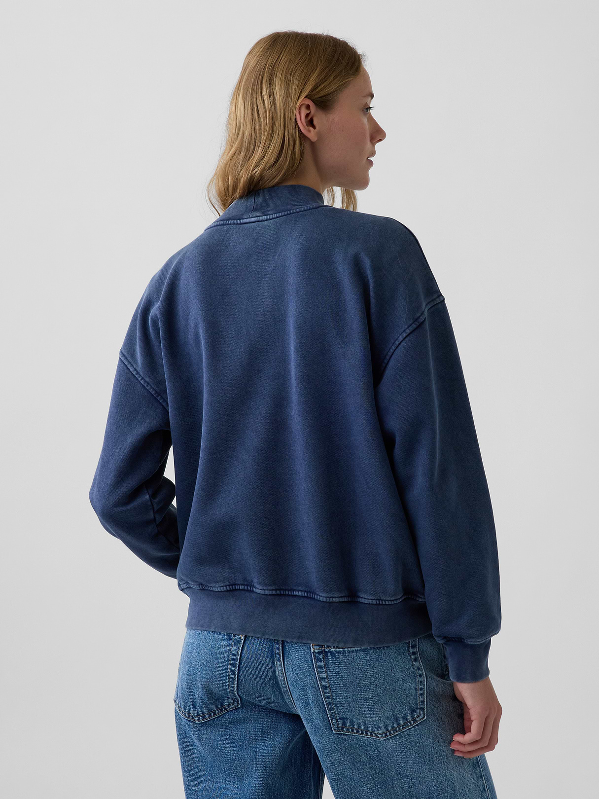VintageSoft Oversized Mockneck Logo Sweatshirt - Navy blue
