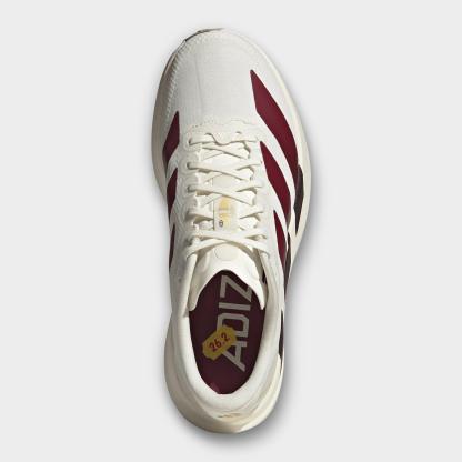 Women's adidas Adizero EVO SL Woven Running Shoes - Part 1 - Off White/Shadow Red/Collegiate Green - Top view