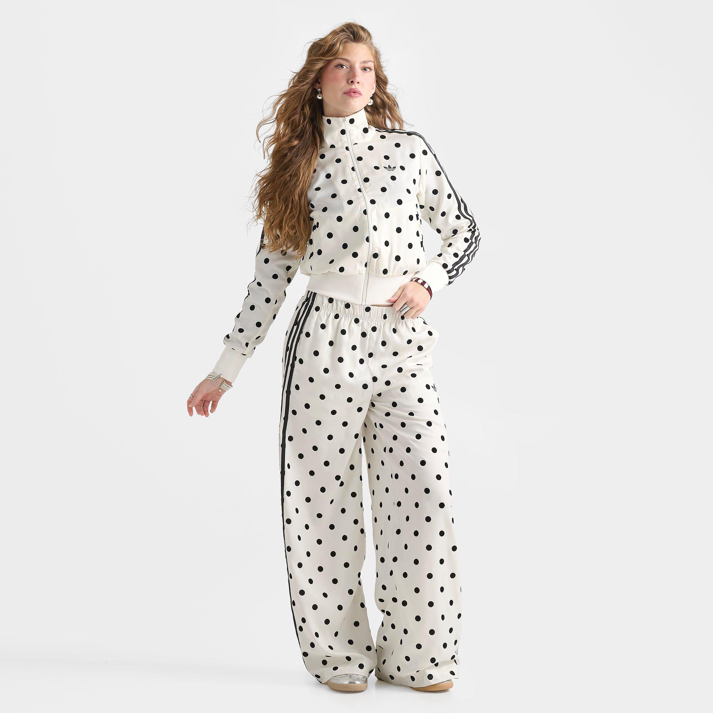 Women's adidas Originals Firebird Polka Dot Satin Track Jacket - Off White